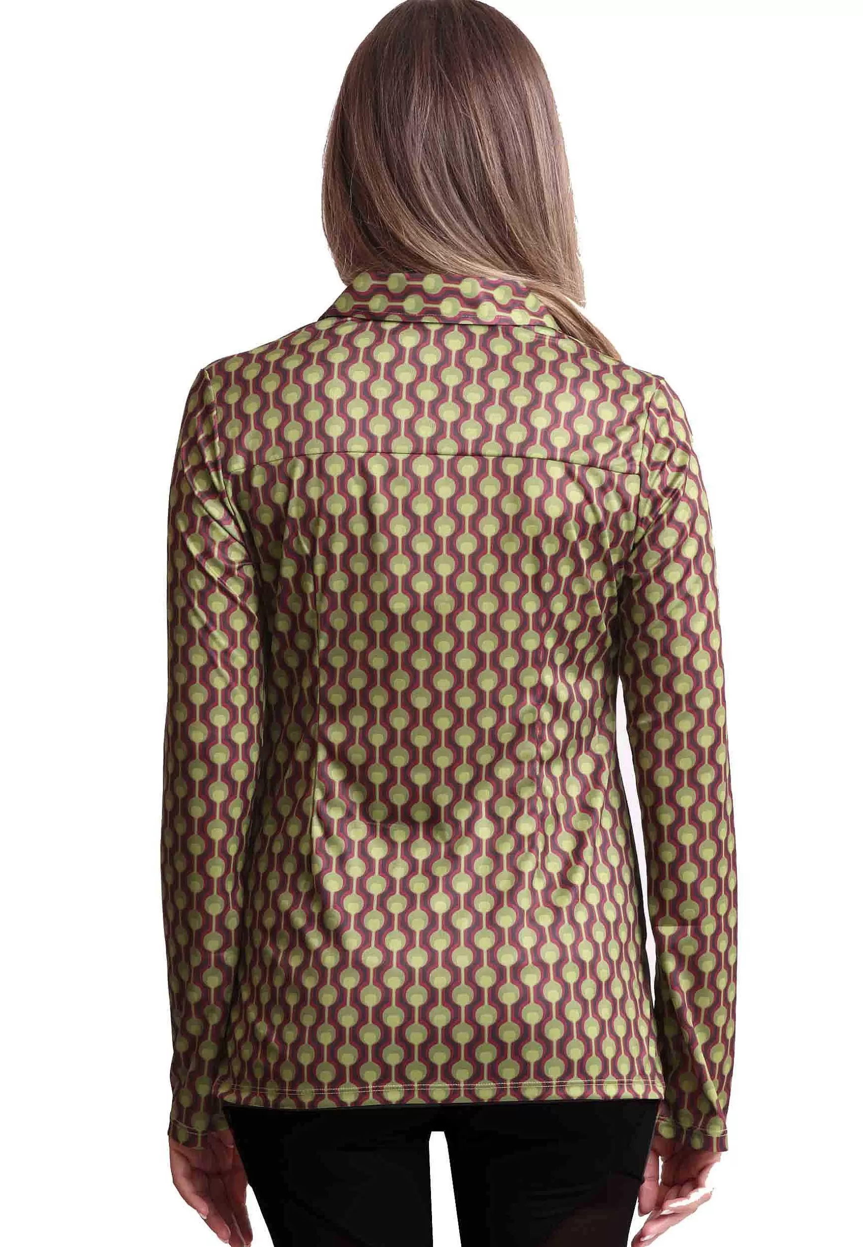 Camicie Donna Frieze In Jersey Tecnico Stampato Bordeaux E Verde*Maliparmi Outlet