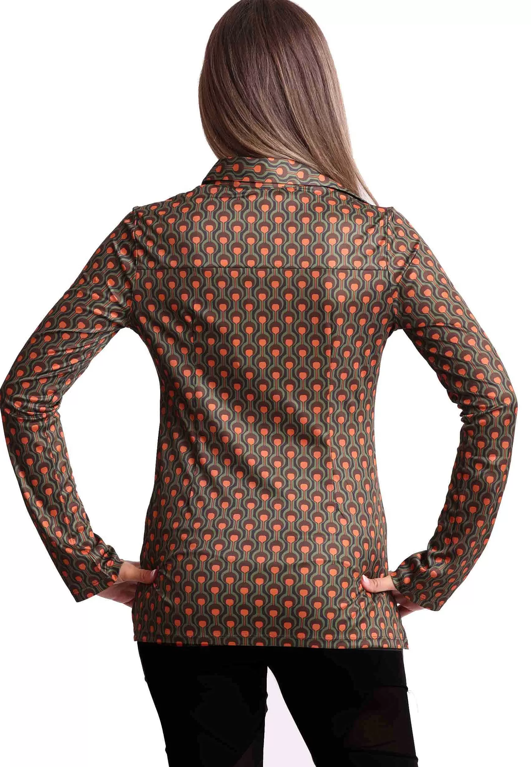 Camicie Donna Frieze In Jersey Tecnico Stampato Verde E Marrone*Maliparmi Fashion