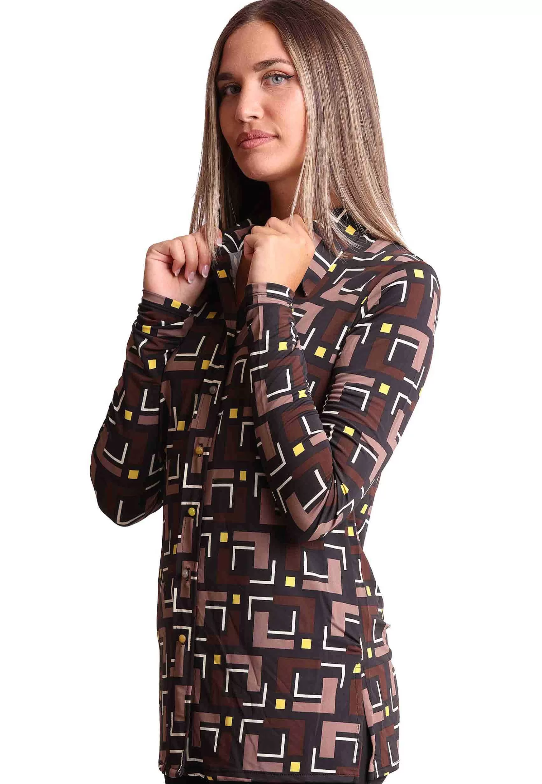 Camicie Donna Melody Print In Jersey Stampato Nero A Fantasia*Maliparmi Discount