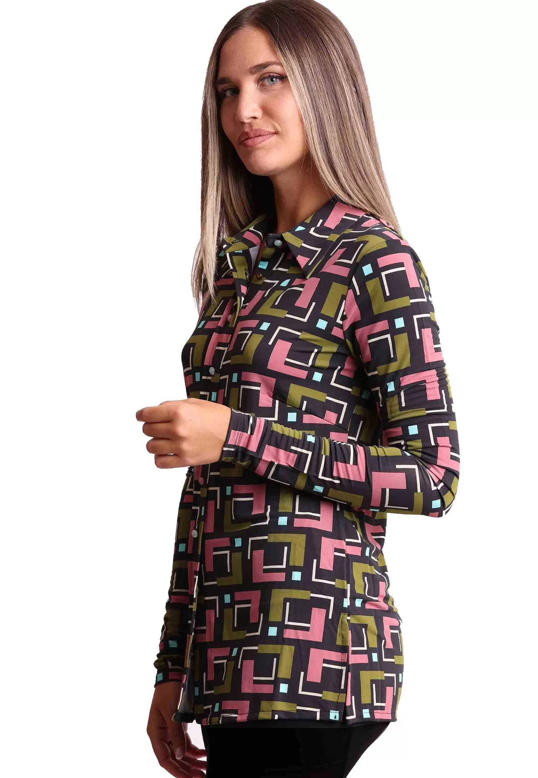 Camicie Donna Melody Print In Jersey Stampato Rosa A Fantasia*Maliparmi Discount