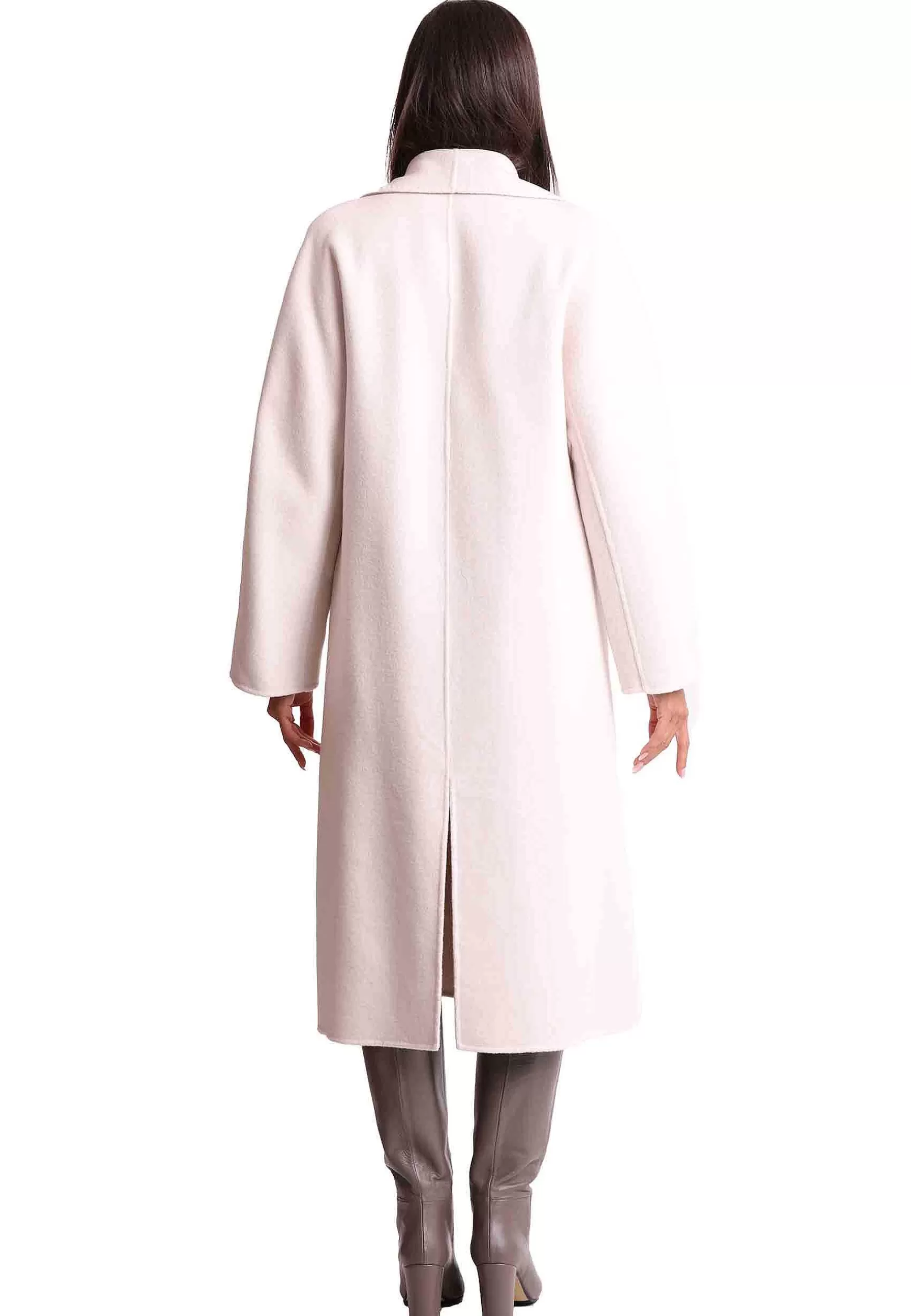 Cappotto Lungo Donna Double In Lana Avorio E Bianco A Doppiopetto*Maliparmi Clearance