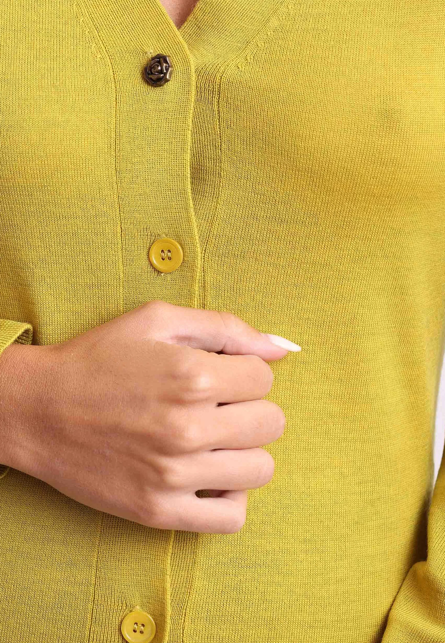 Cardigan Donna Colourd Of The World In Pura Lana Merinos Gialla*Maliparmi Cheap