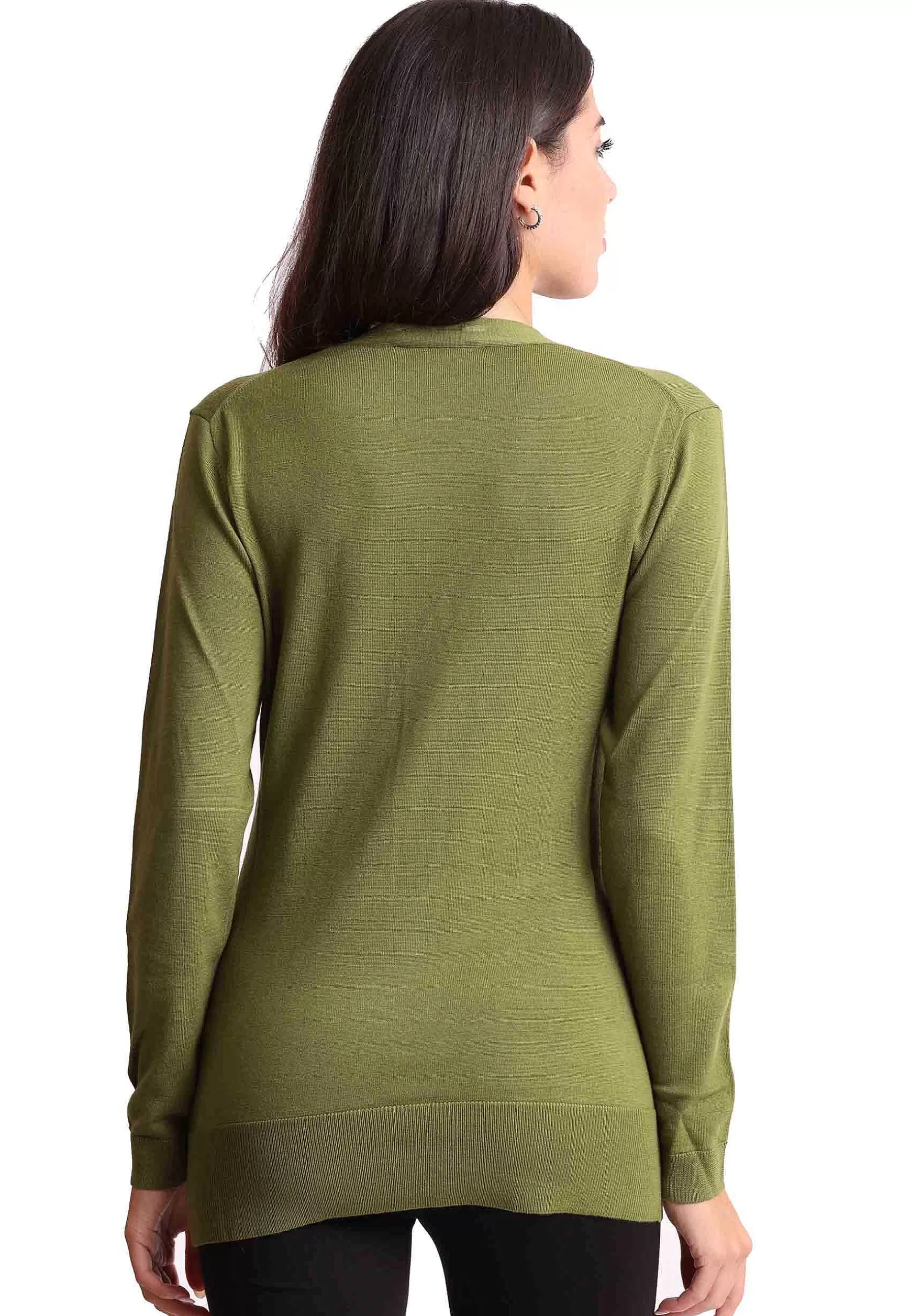Cardigan Donna Colourd Of The World In Pura Lana Merinos Verde*Maliparmi Store
