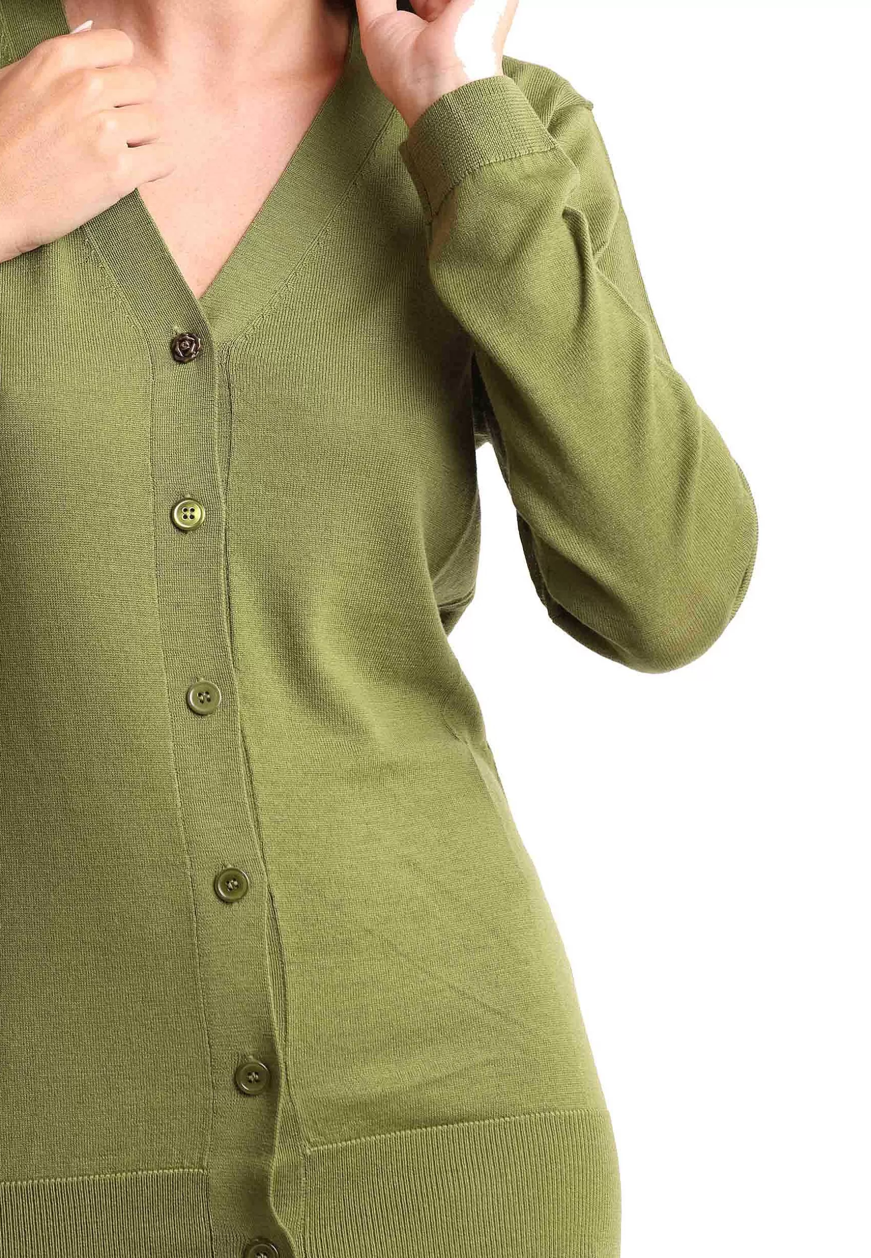 Cardigan Donna Colourd Of The World In Pura Lana Merinos Verde*Maliparmi Store