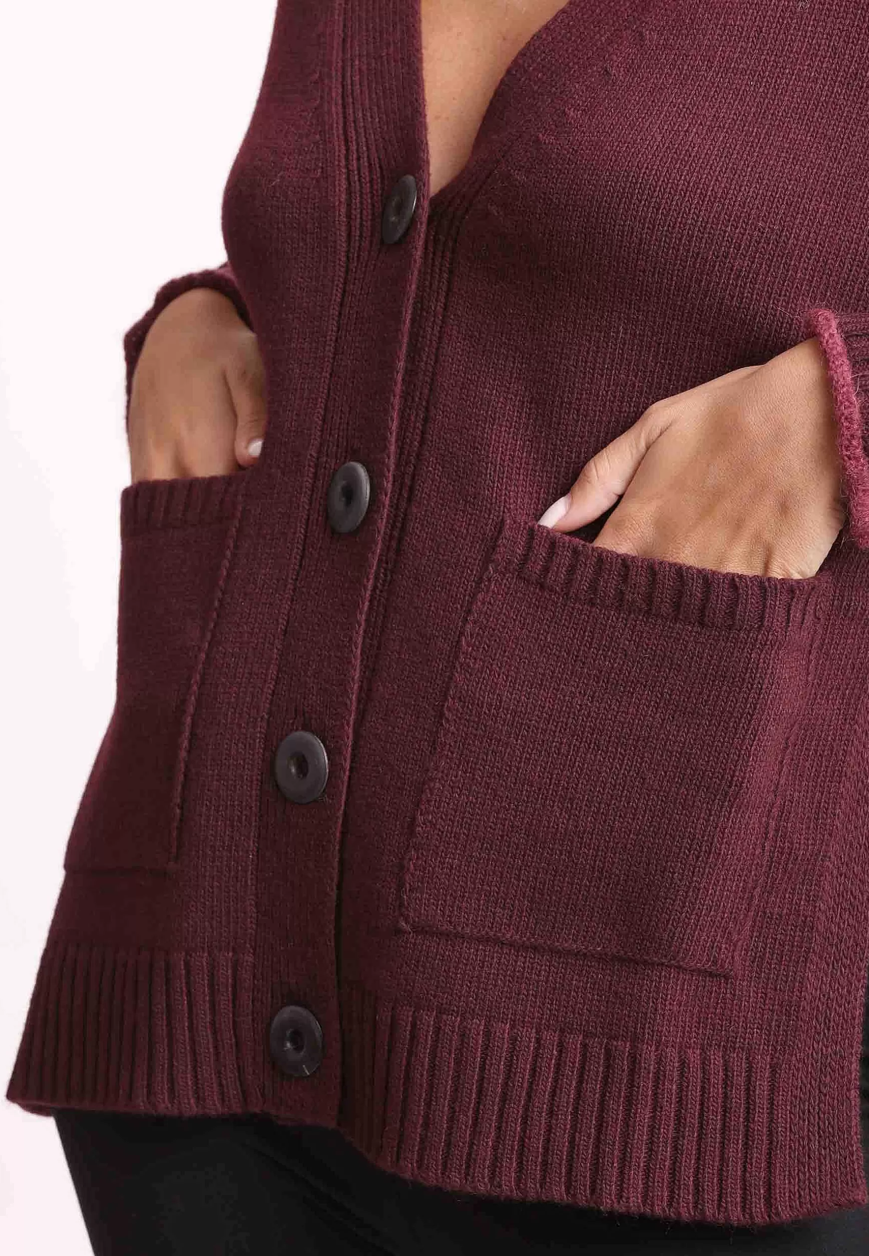 Cardigan Donna In Misto Cachemire Bordeaux Con Profili In Contrasto*Maliparmi Clearance