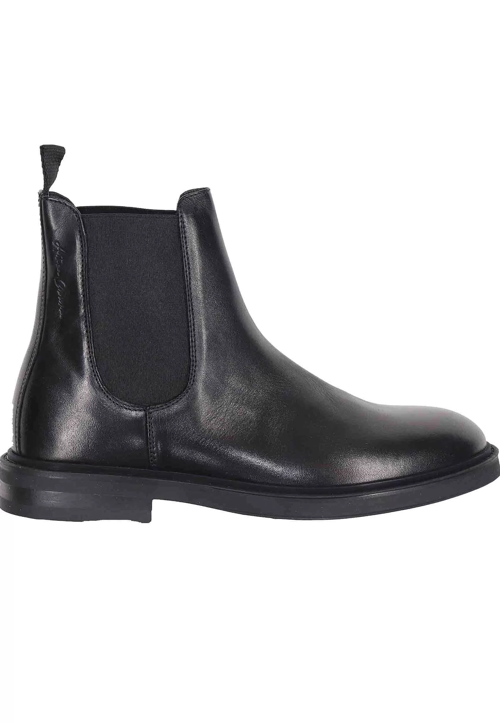 Chelsea Boots Uomo In Pelle Nera Con Suola In Gomma*Antica Cuoieria Cheap
