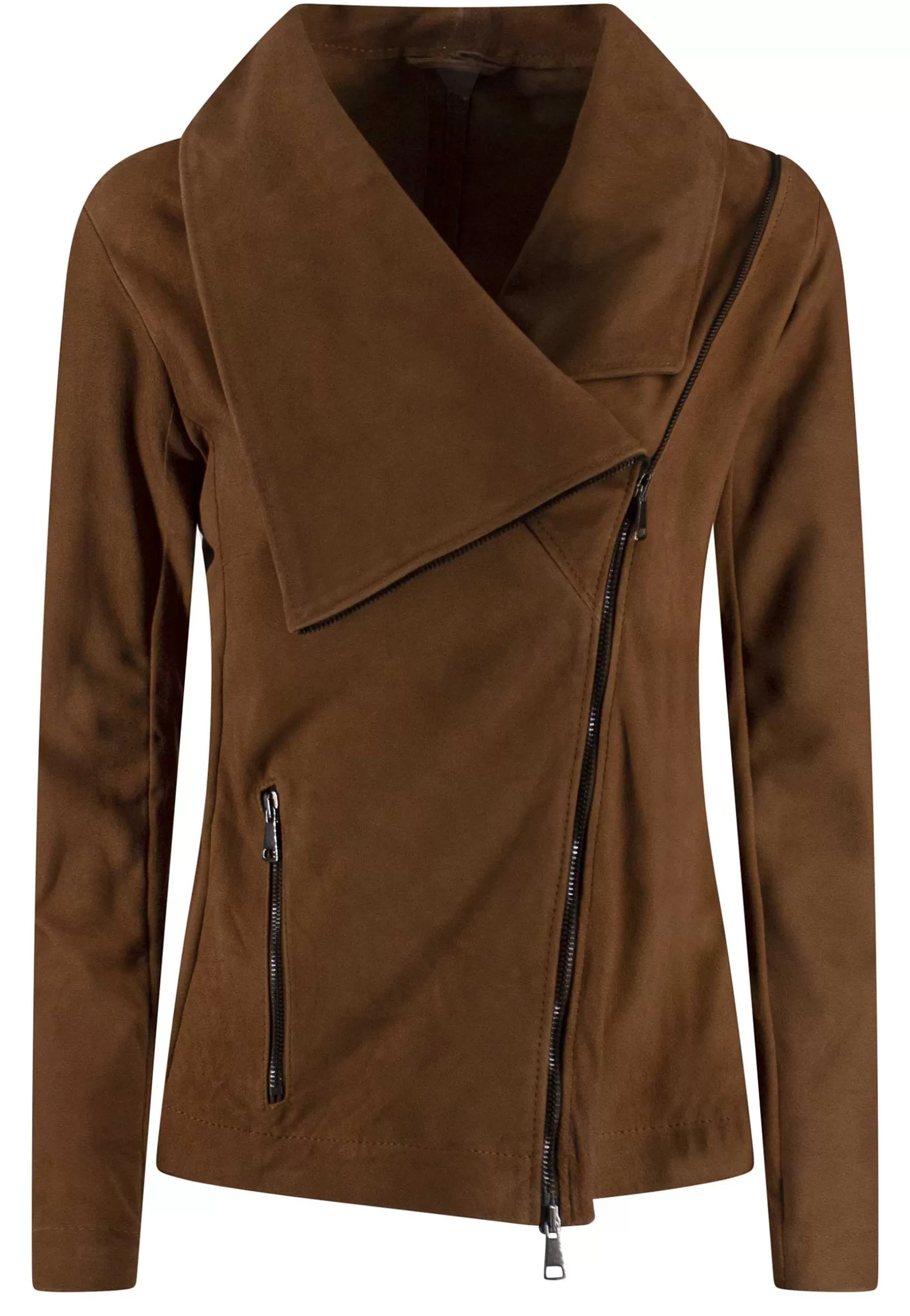 Chiodo Donna In Camoscio Sfoderato Cuoio Con Zip E Tasche** Cheap