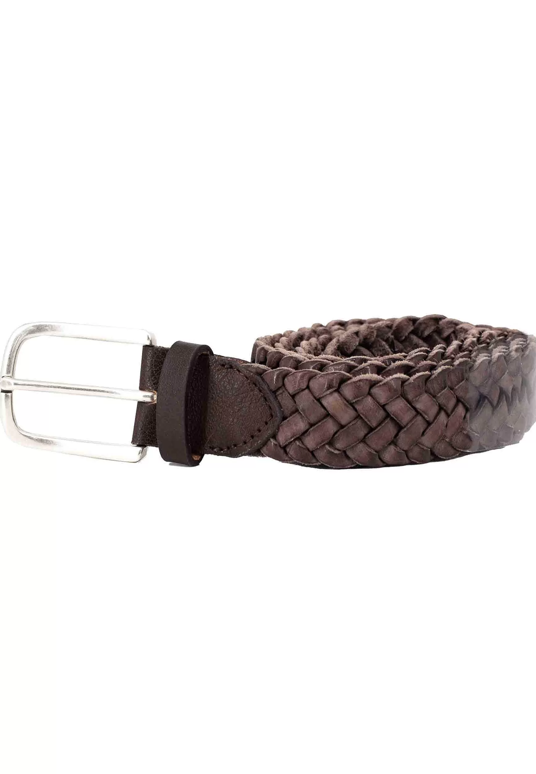 Cintura Uomo In Pelle Intrecciata Testa Di Moro Con Fibbia In Argento*Minoronzoni Cheap
