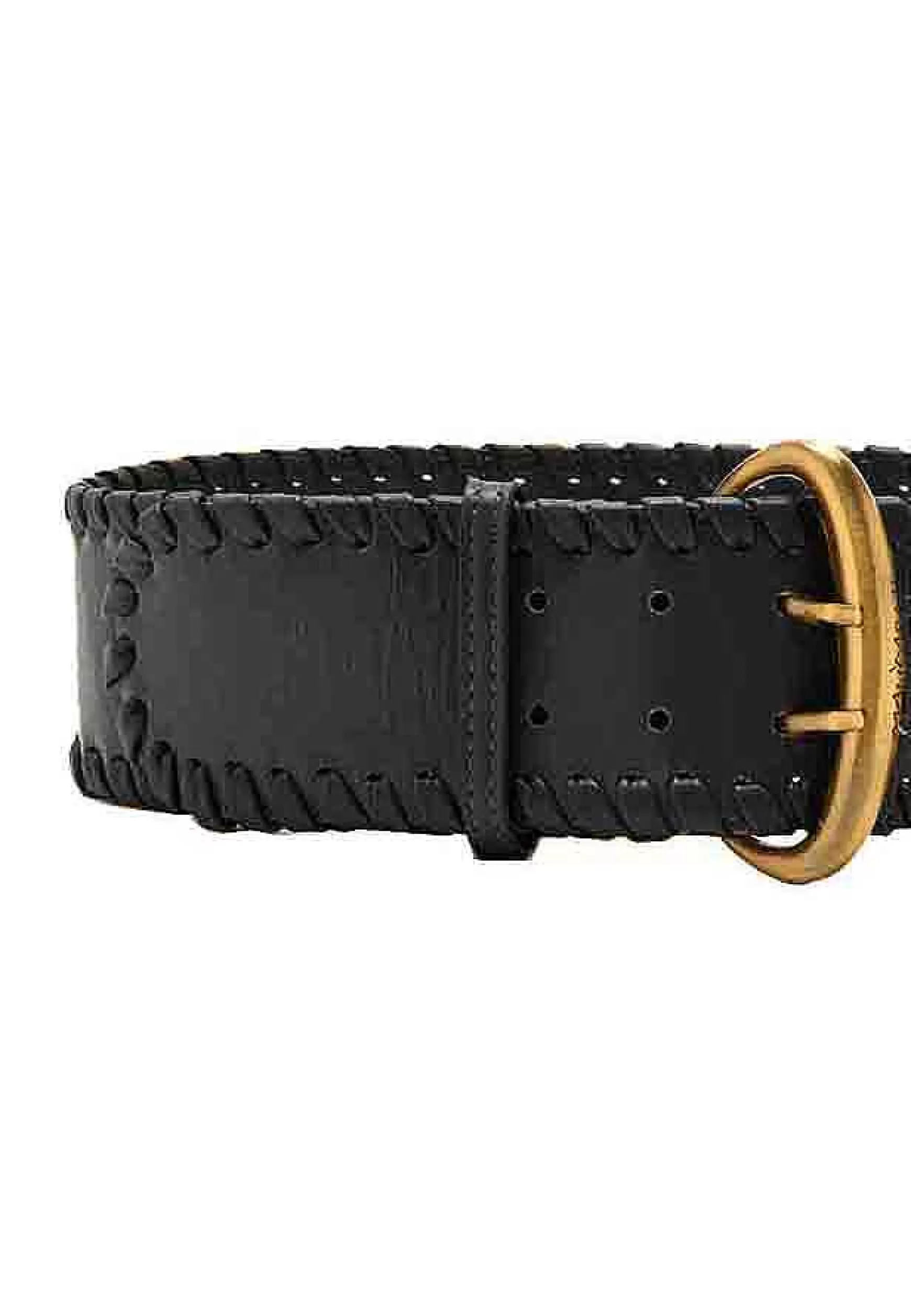 Cinture Donna Tresse In Pelle Nera Con Fibbione Oro*Maliparmi Flash Sale