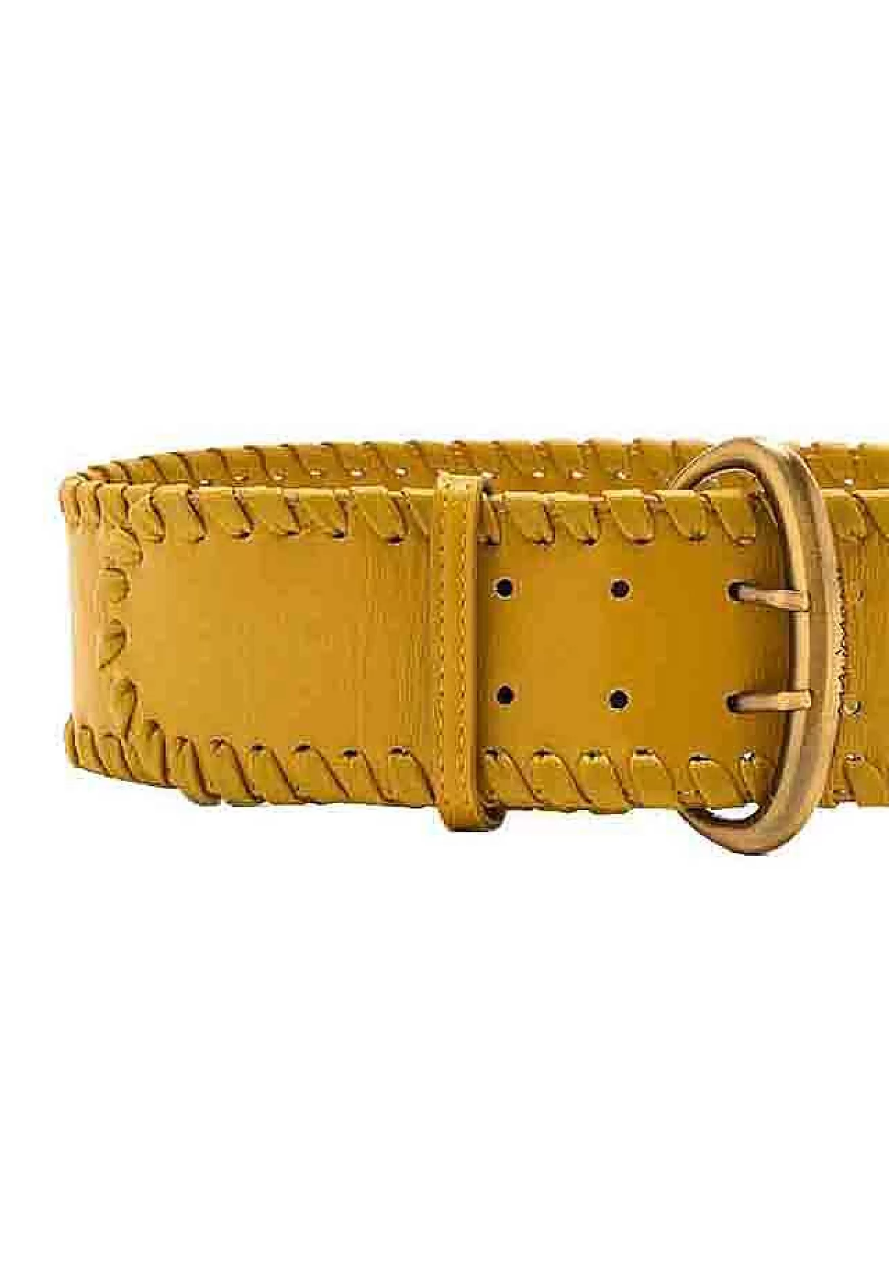 Cinture Donna Tresse In Pelle Senape Con Fibbione Oro*Maliparmi New