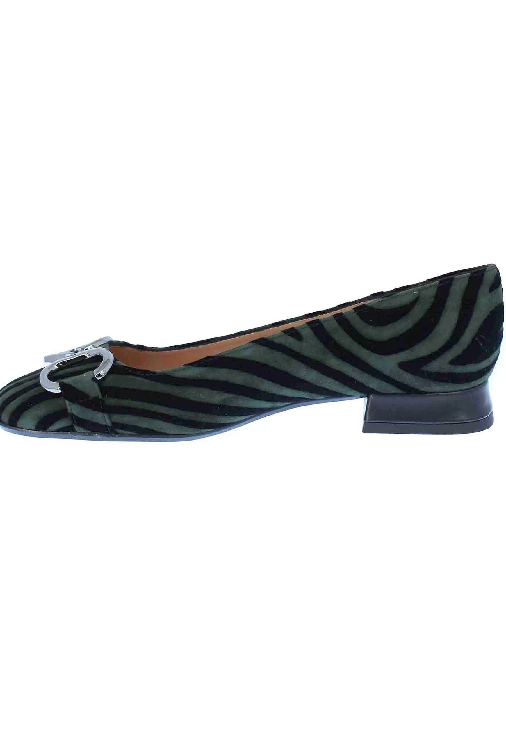 Decollete Donna In Camoscio Animalier Con Morsetto In Argento E Tacco Basso** Cheap