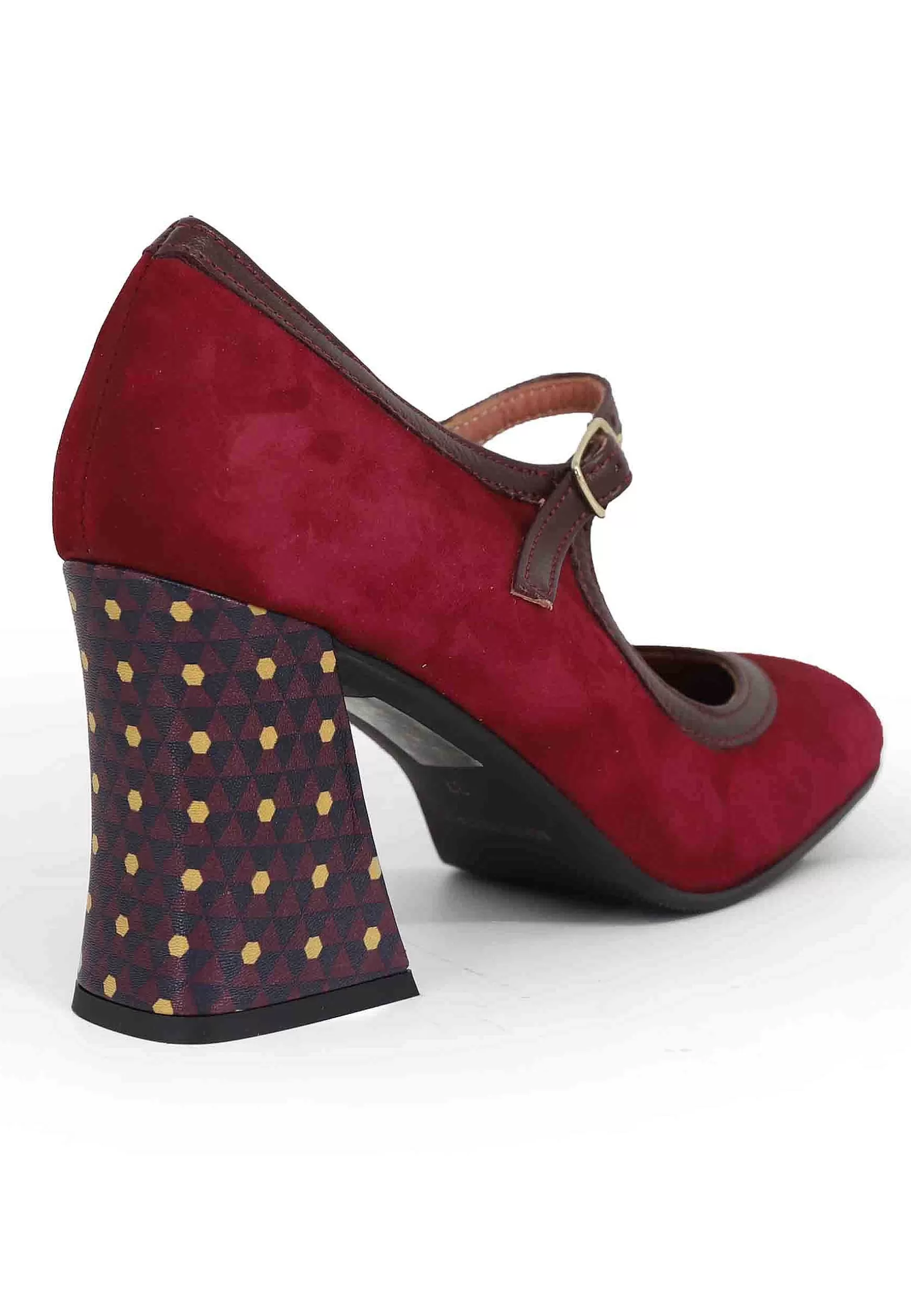 Decollete Donna In Camoscio Bordeaux Con Tacco Decorato*Les Venues Discount