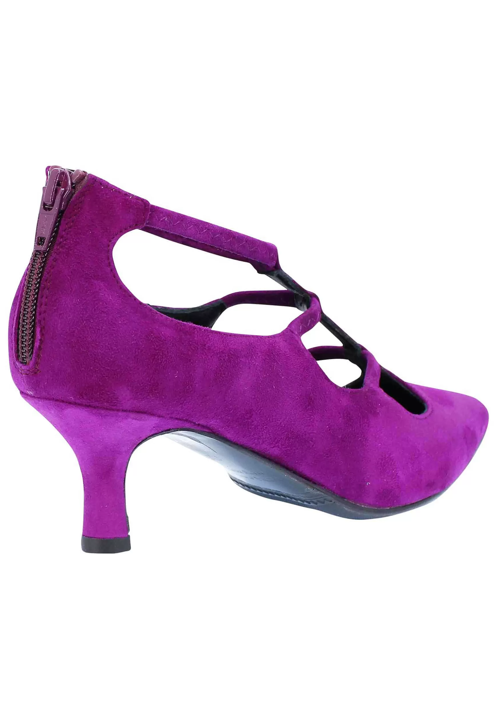 Decollete Donna In Camoscio Viola Con Tacco Basso Cinturini E Punta A Punta** Best
