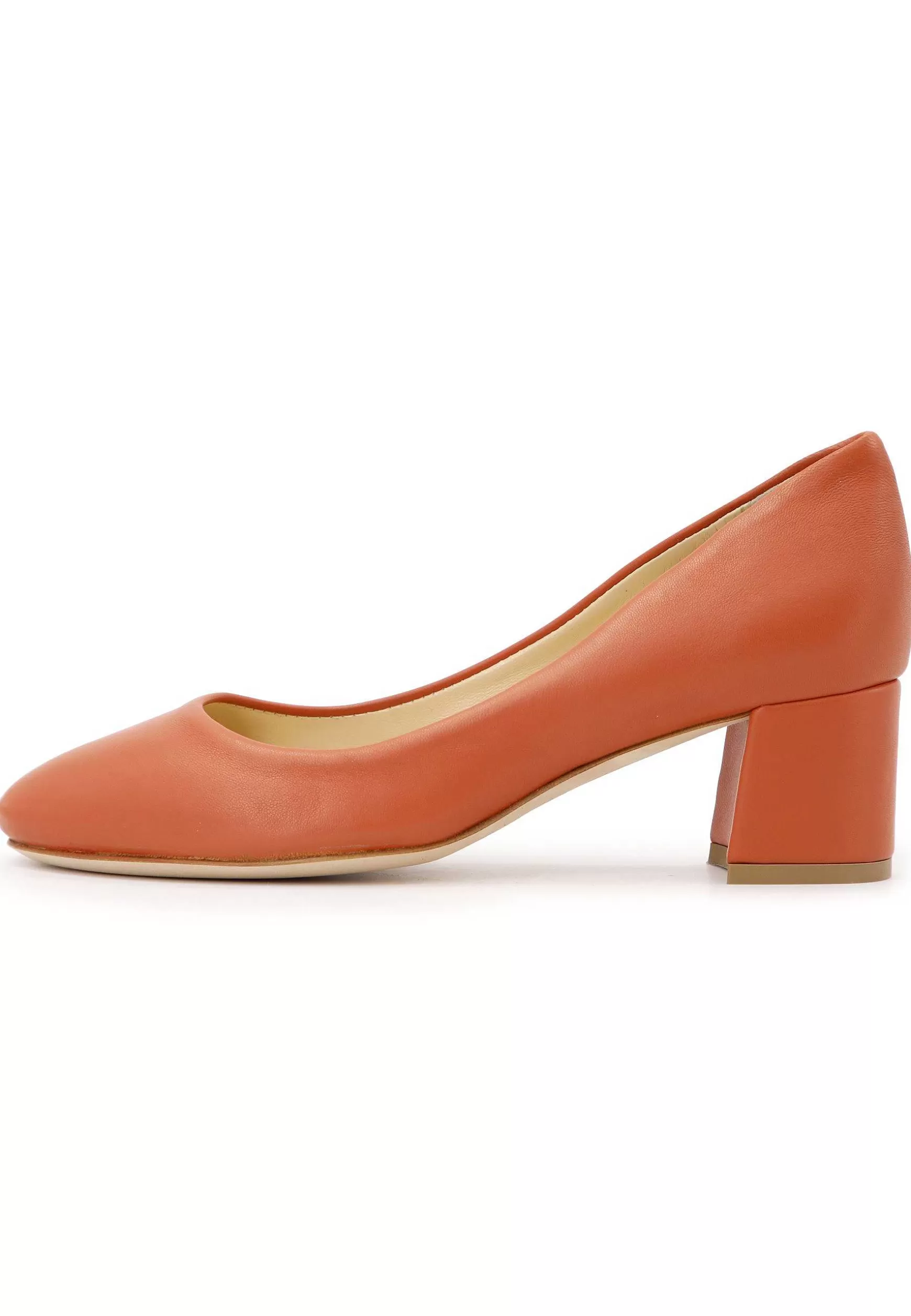 Decoete Donna In Pee Arancio Con Tacco Basso E Punta Tonda*L Sale