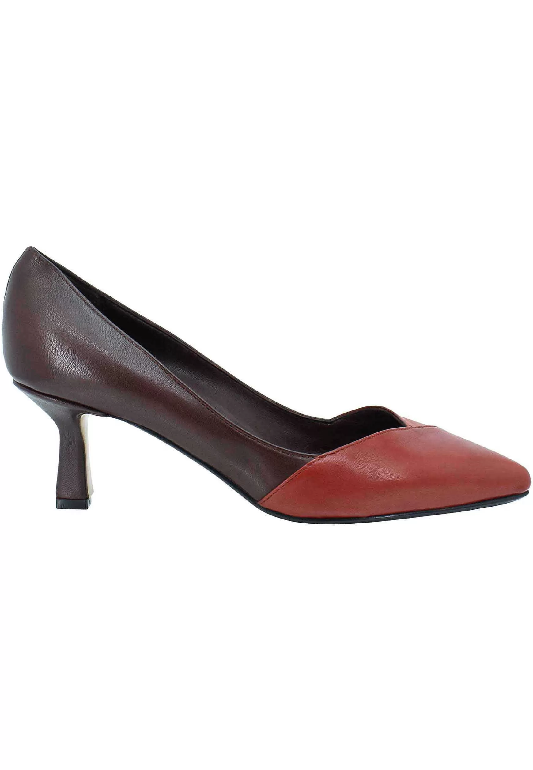 Decoete Donna In Pee Bi Coore Marrone E Mattone Tacco Basso*L Outlet