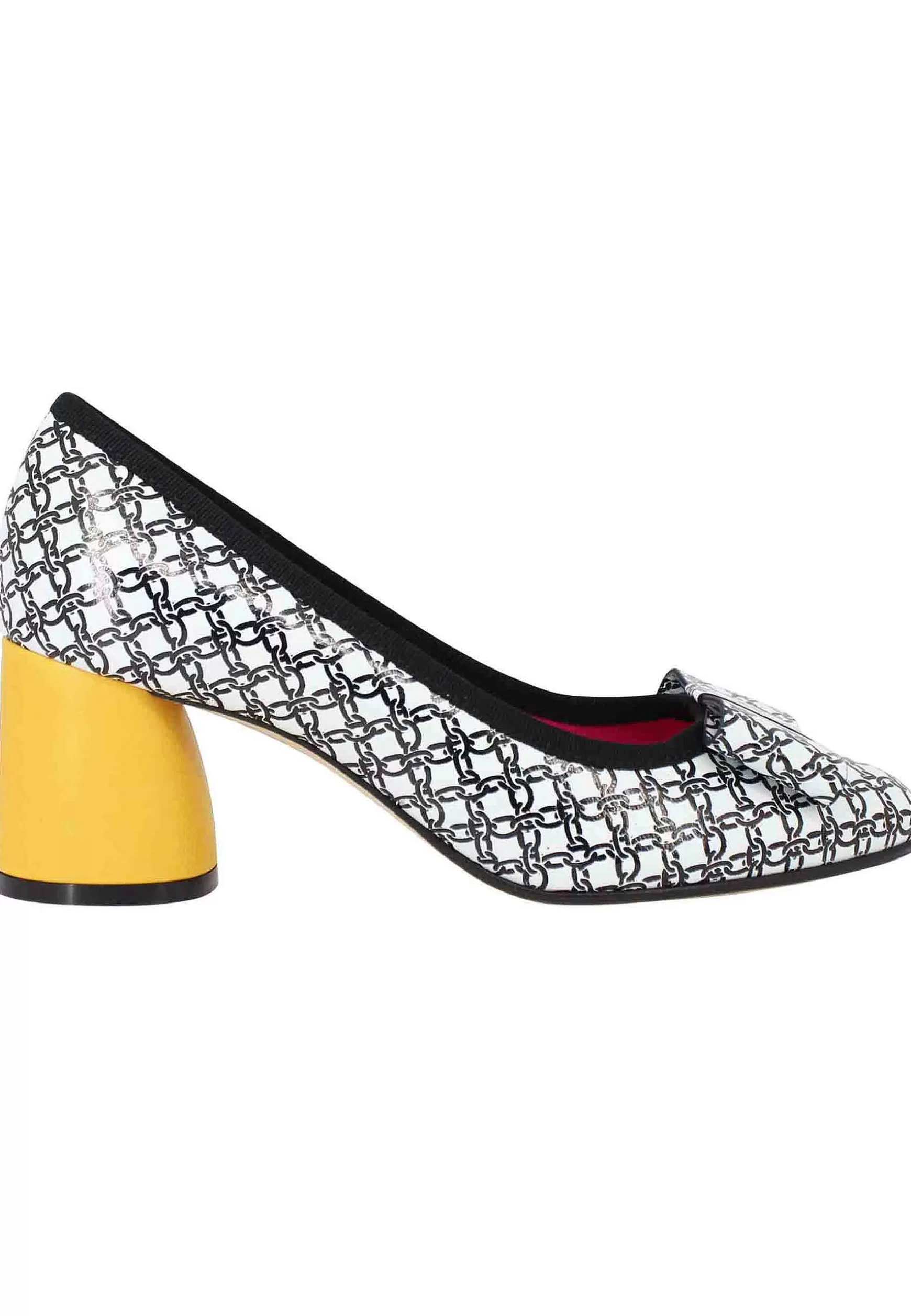 Decollete Donna In Pelle Bianca E Nera Con Tacco Alto In Contrasto*Le Babe New
