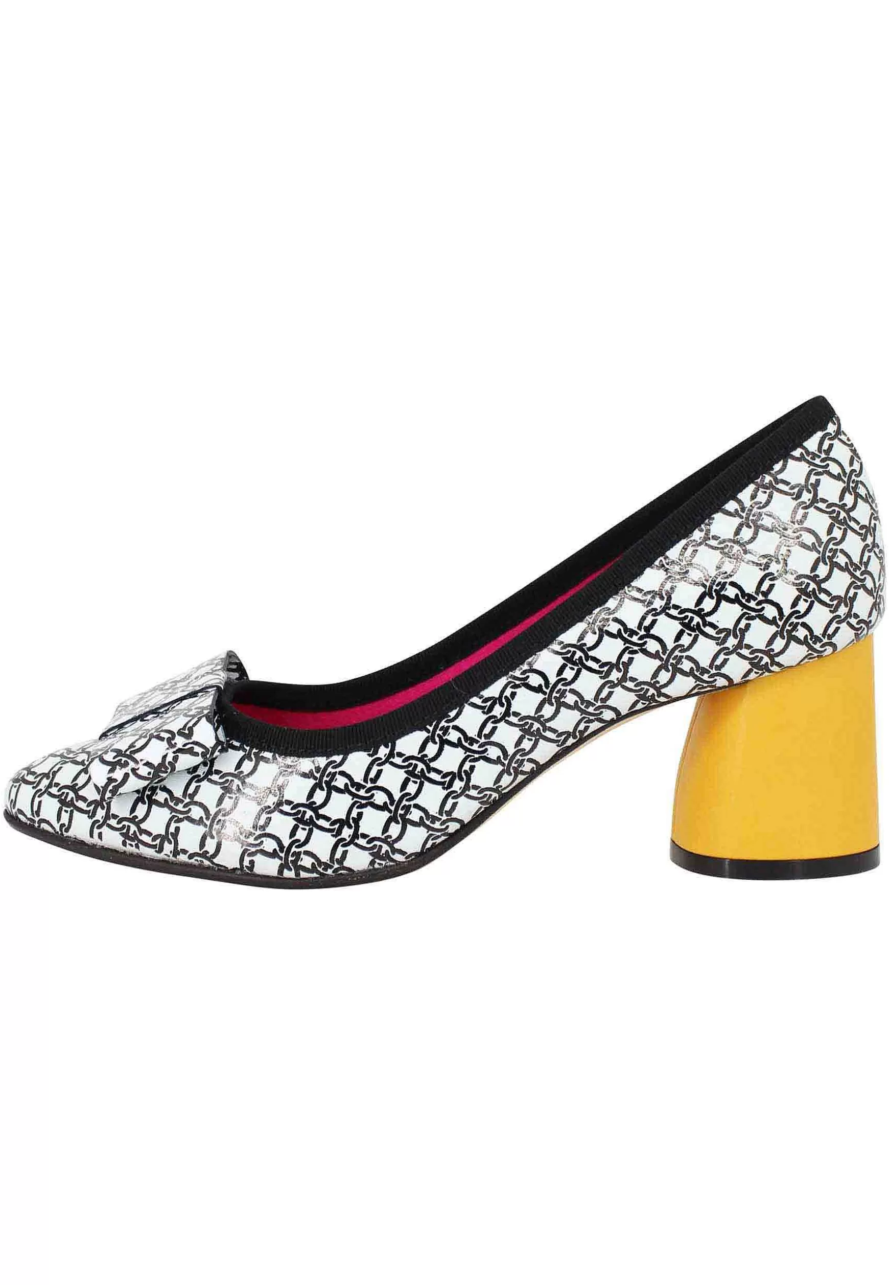 Decollete Donna In Pelle Bianca E Nera Con Tacco Alto In Contrasto*Le Babe New