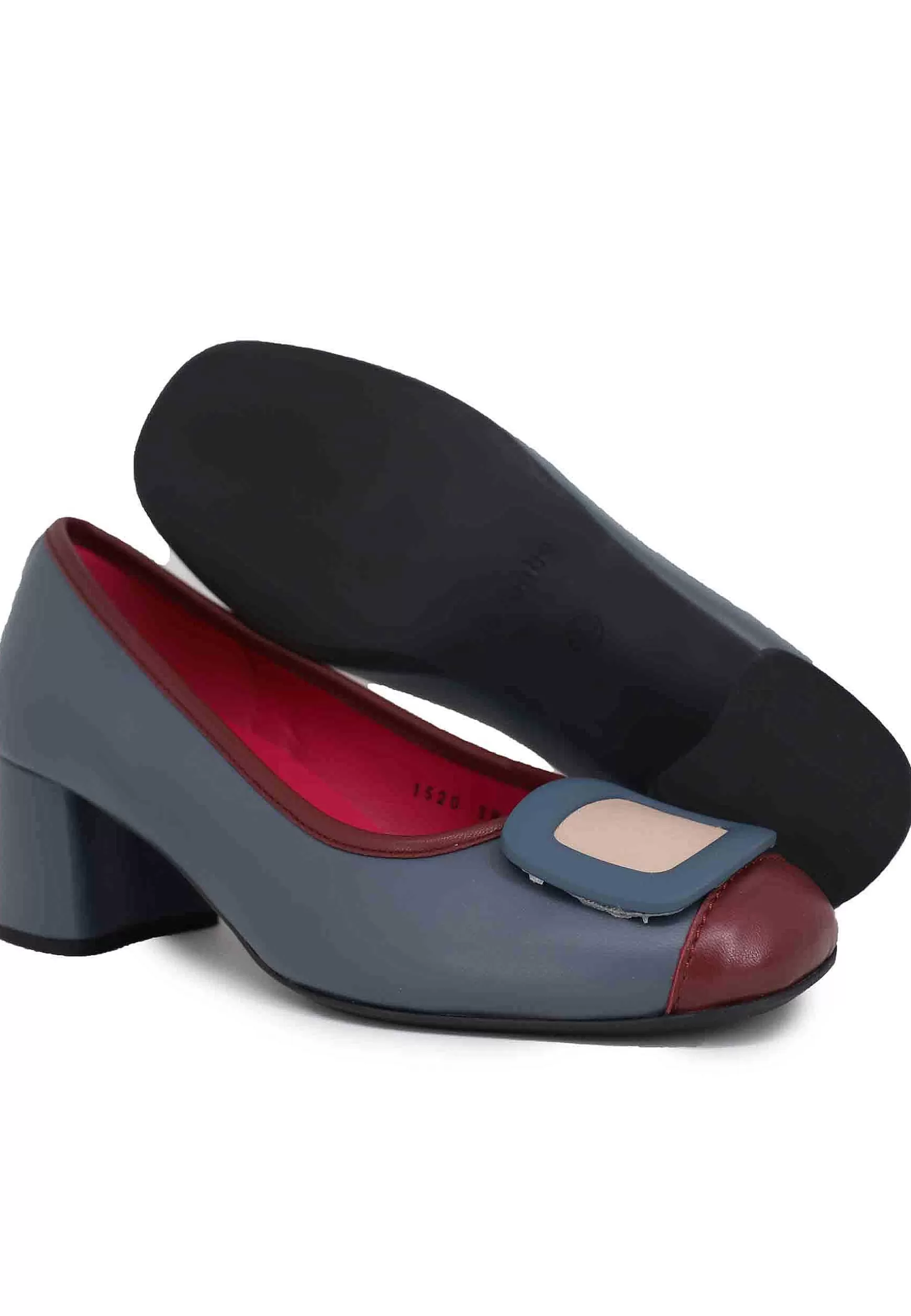Decollete Donna In Pelle Blu Con Accessorio E Punta Tonda*Le Babe Best