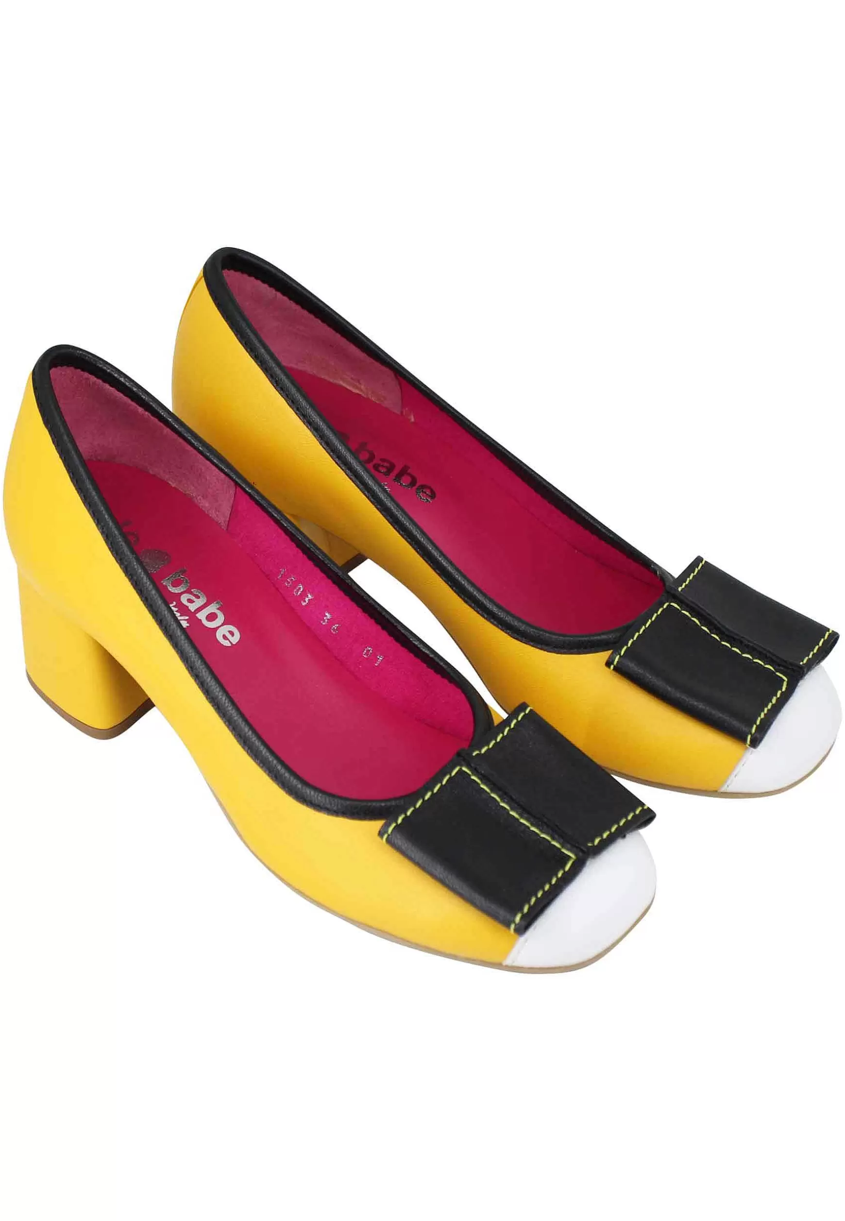 Decollete Donna In Pelle Gialla Con Accessorio E Punta Tonda*Le Babe Discount
