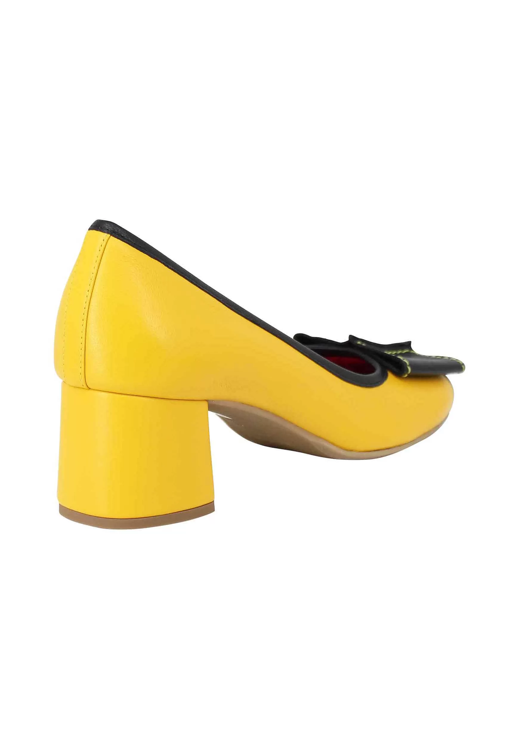 Decollete Donna In Pelle Gialla Con Accessorio E Punta Tonda*Le Babe Discount