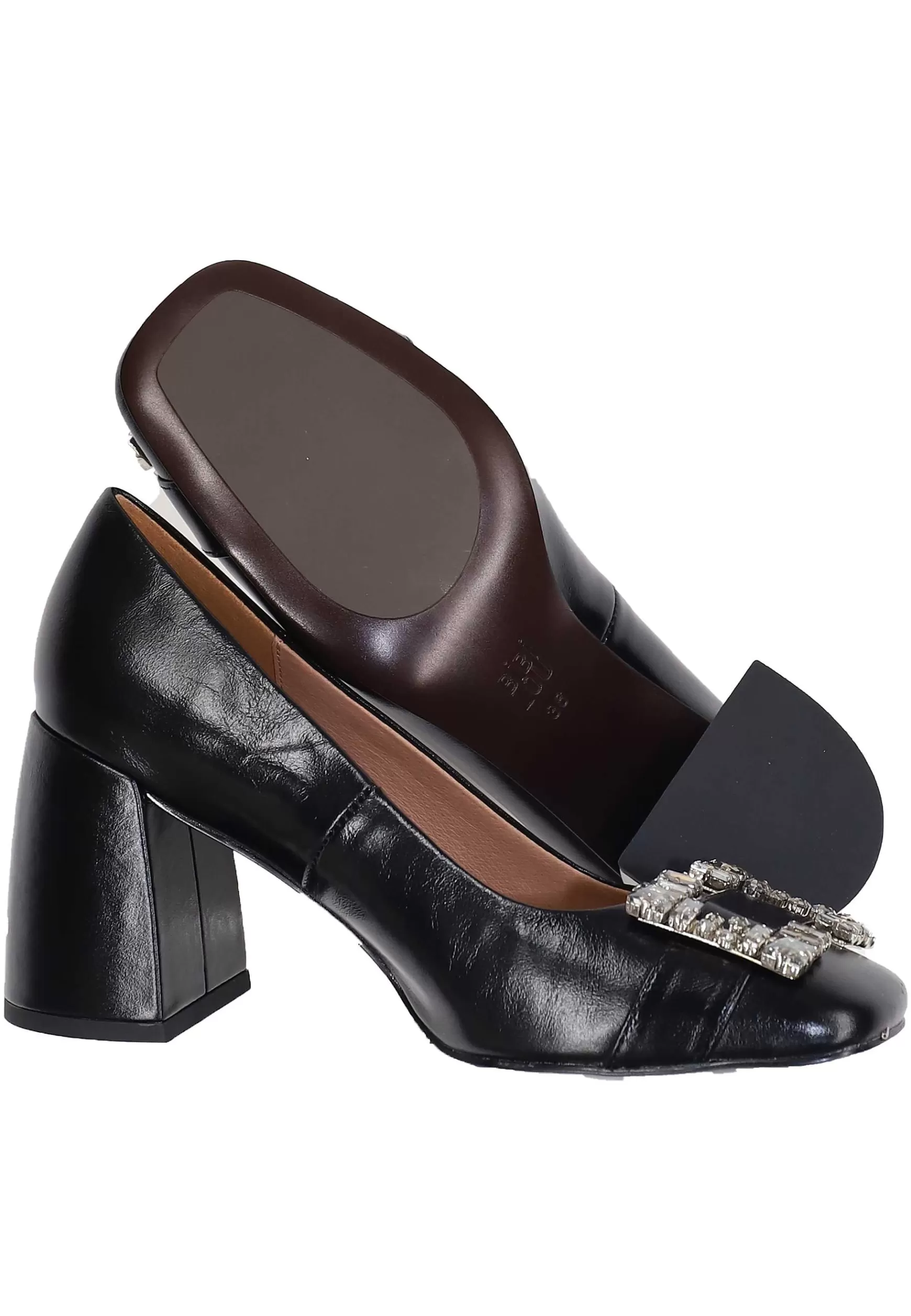 Decollete Donna In Pelle Lucida Nera Con Fibbia In Strass E Tacco Alto Adella*Bibi Lou Best Sale