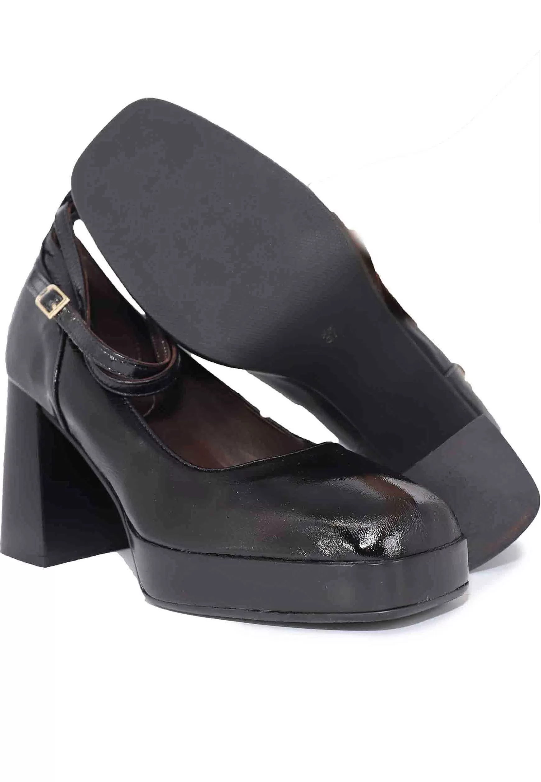 Decoete Donna In Pee Nera Con Cinturini E Tacco Ato*L Cheap