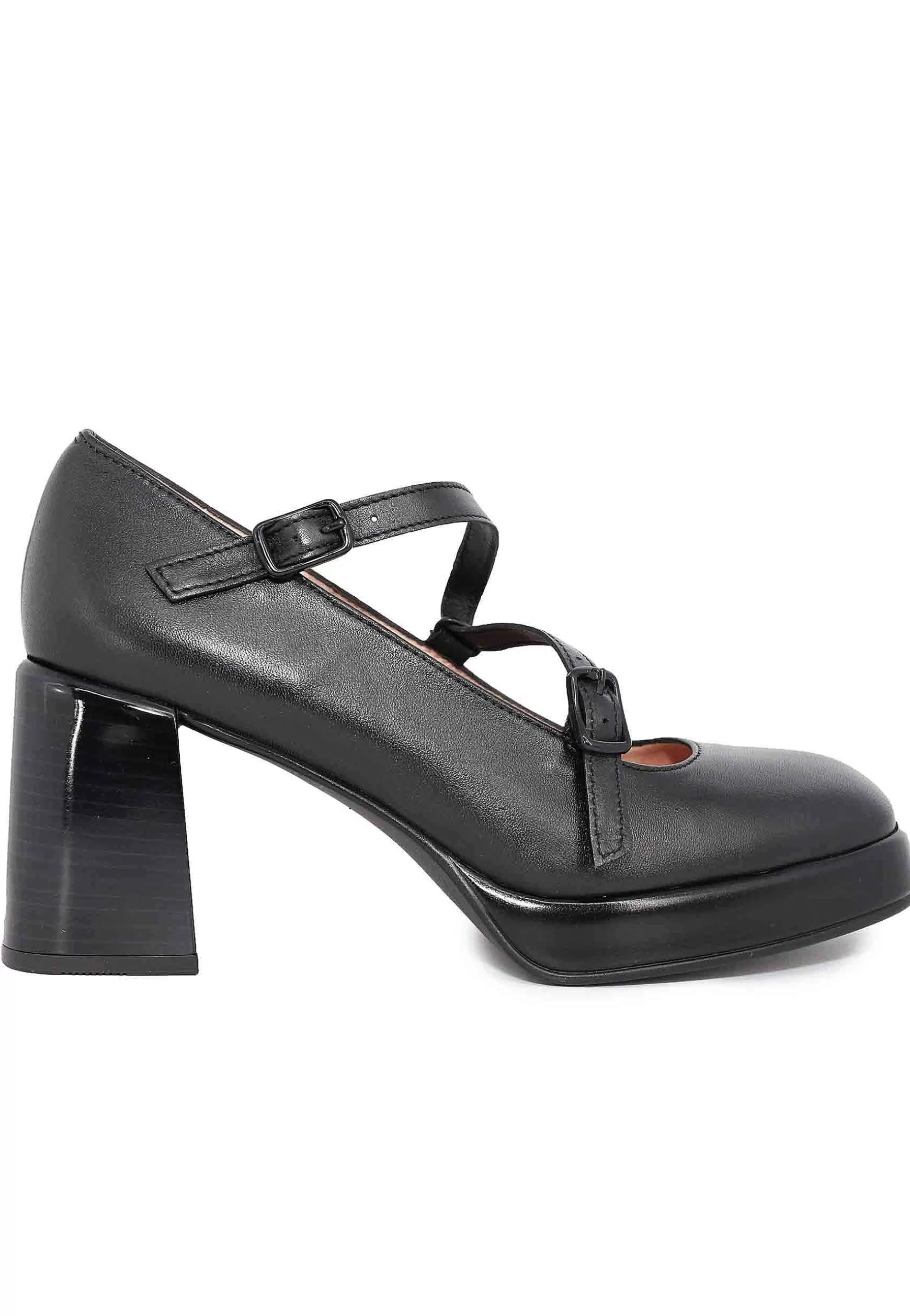 Decollete Donna In Pelle Nera Con Cinturini Sul Collo Piede*Hispanitas Hot