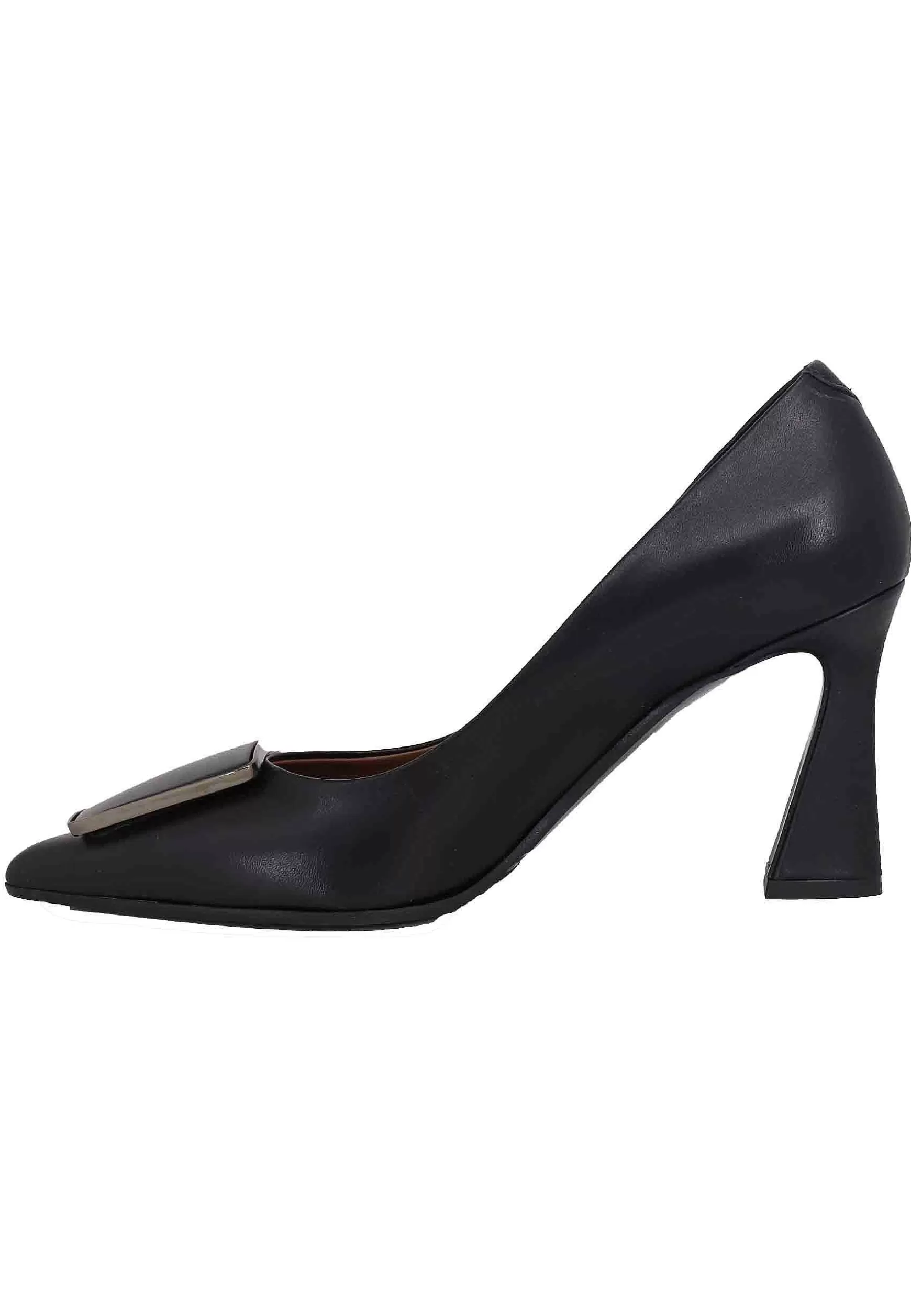 Decollete Donna In Pelle Nera Con Tacco Alto E Fibbia** New