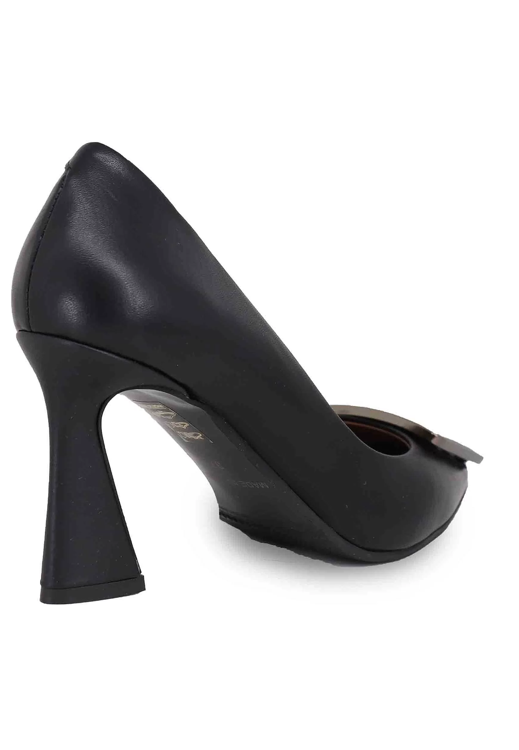 Decollete Donna In Pelle Nera Con Tacco Alto E Fibbia** New