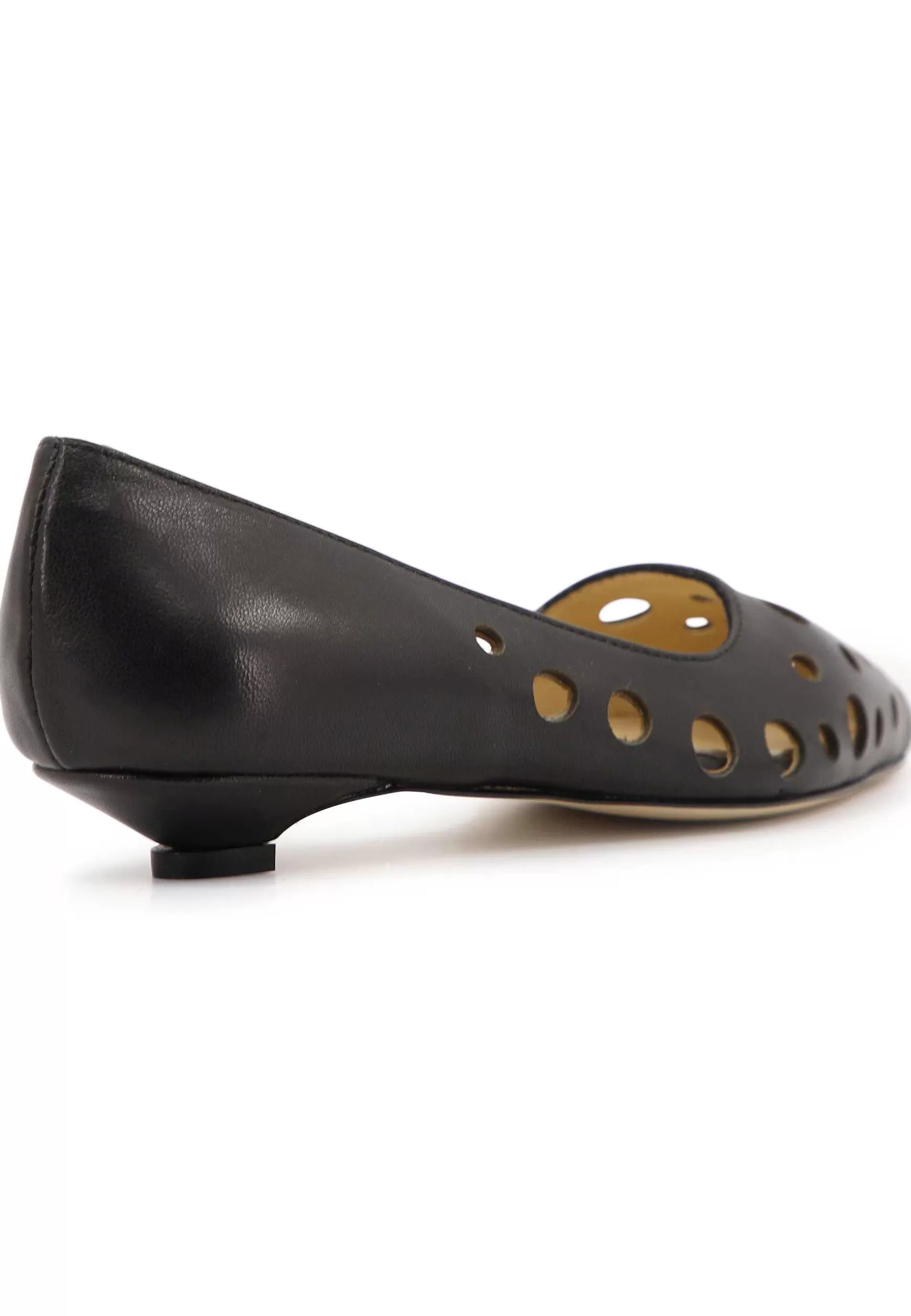 Decoete Donna In Pee Nera Forata Con Tacco Basso*L New