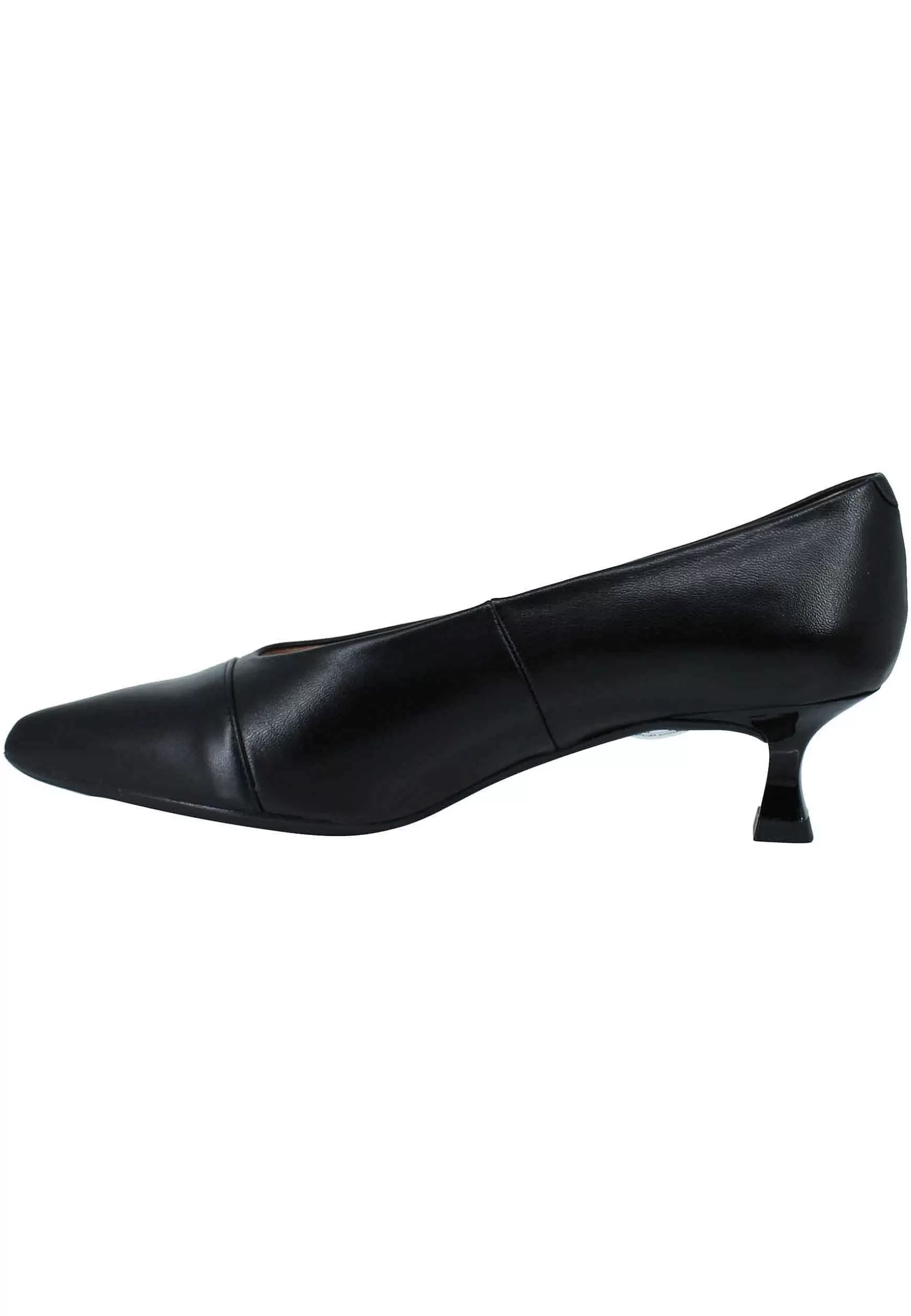 Decollete Donna In Pelle Nera Tacco Basso Con Scollo Alto E Puntina*Unisa Store