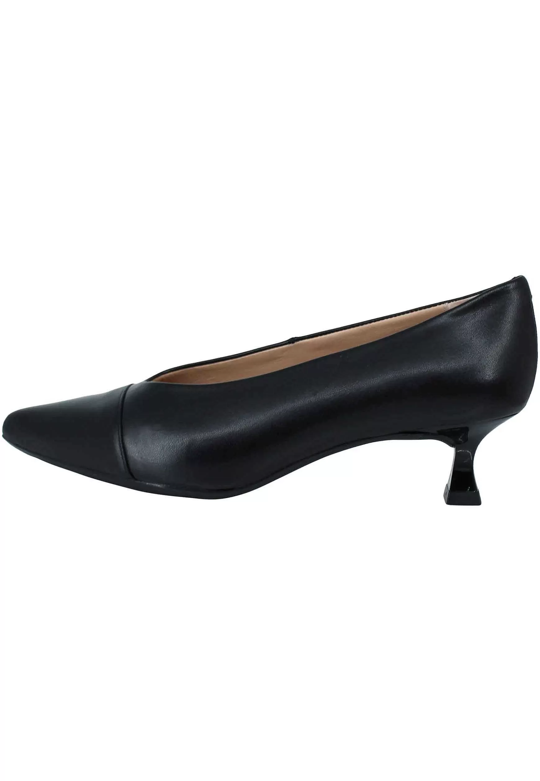 Decollete Donna In Pelle Nera Tacco Basso Con Scollo Alto E Puntina*Unisa Store