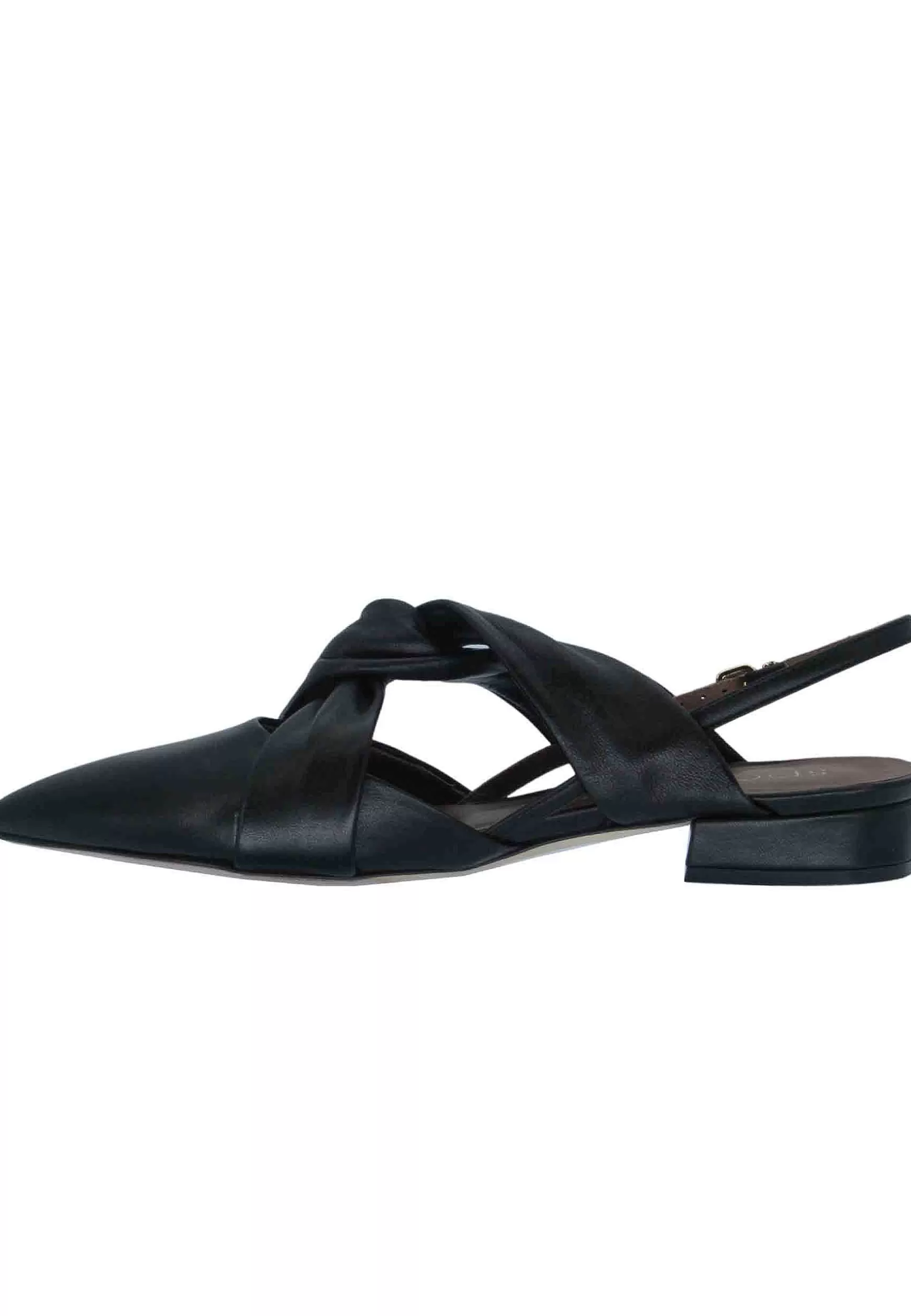 Decollete Donna In Pelle Nera Tacco Basso E Cinturino Alla Caviglia** Discount
