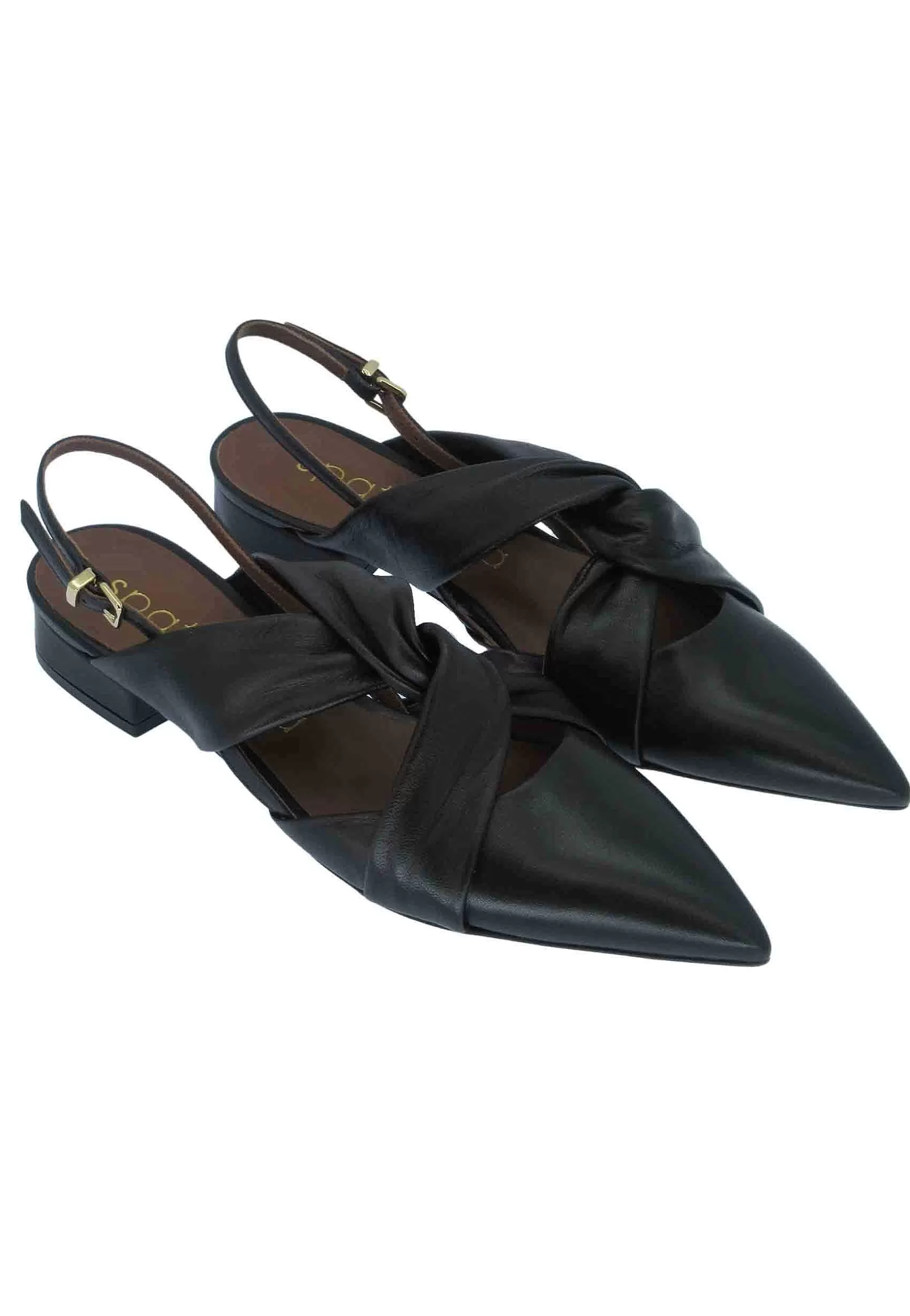 Decollete Donna In Pelle Nera Tacco Basso E Cinturino Alla Caviglia** Discount