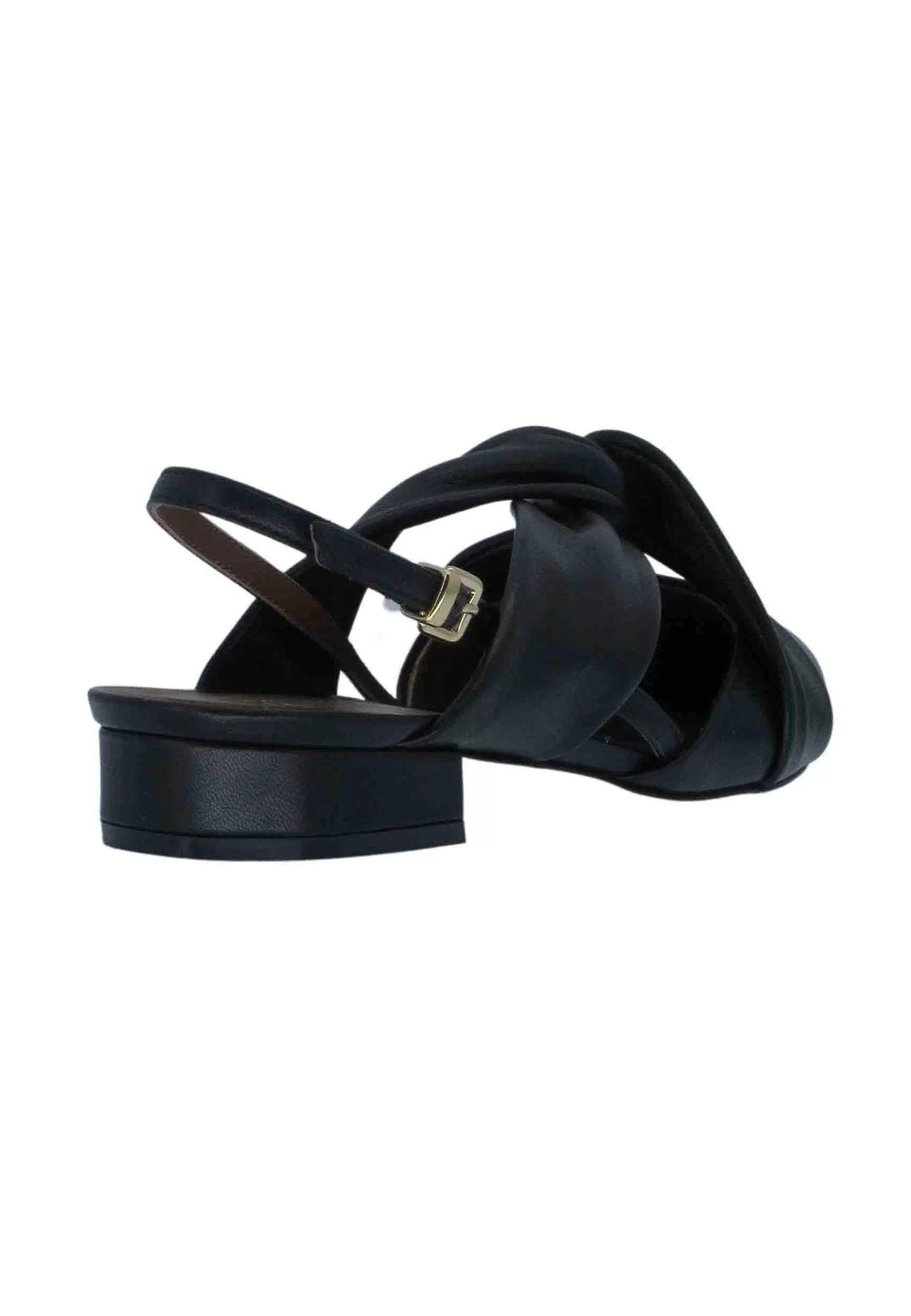 Decollete Donna In Pelle Nera Tacco Basso E Cinturino Alla Caviglia** Discount