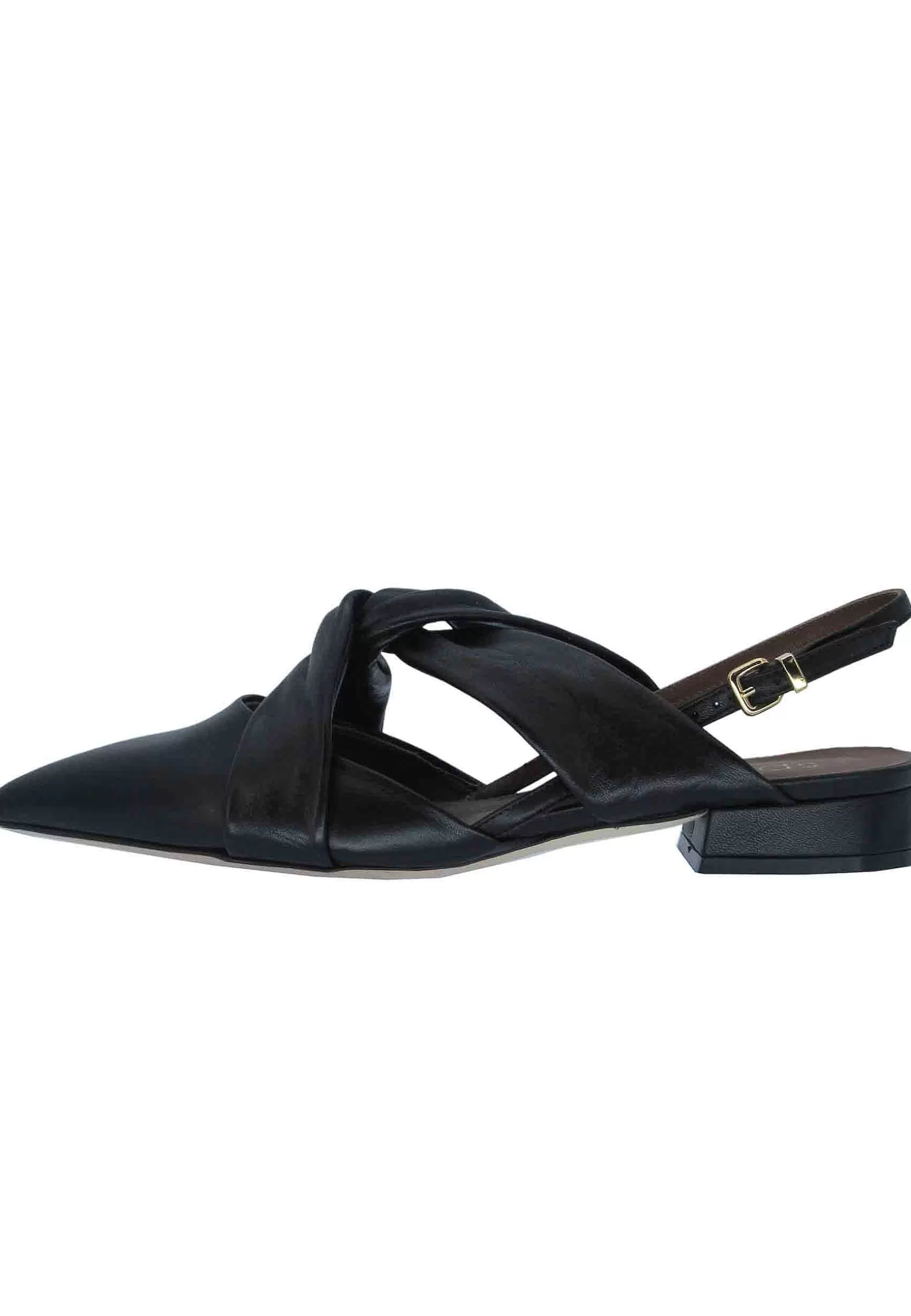 Decollete Donna In Pelle Nera Tacco Basso E Cinturino Alla Caviglia** Discount