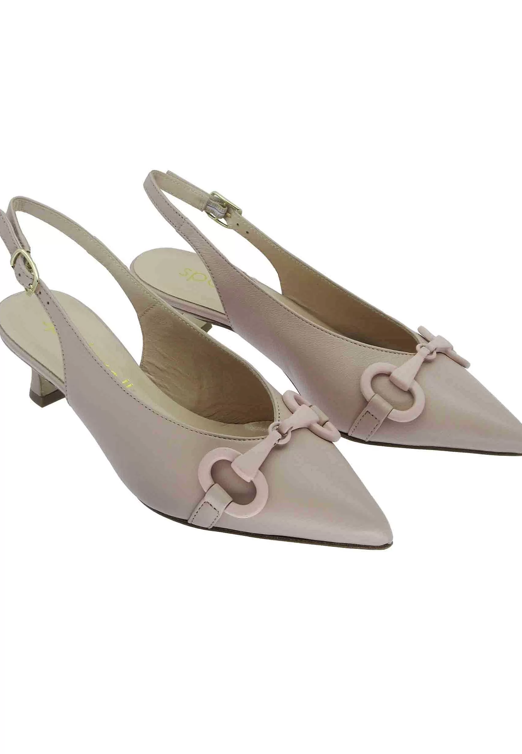 Decollete Donna In Pelle Nude Con Accessorio In Tinta Tacco Basso** Cheap