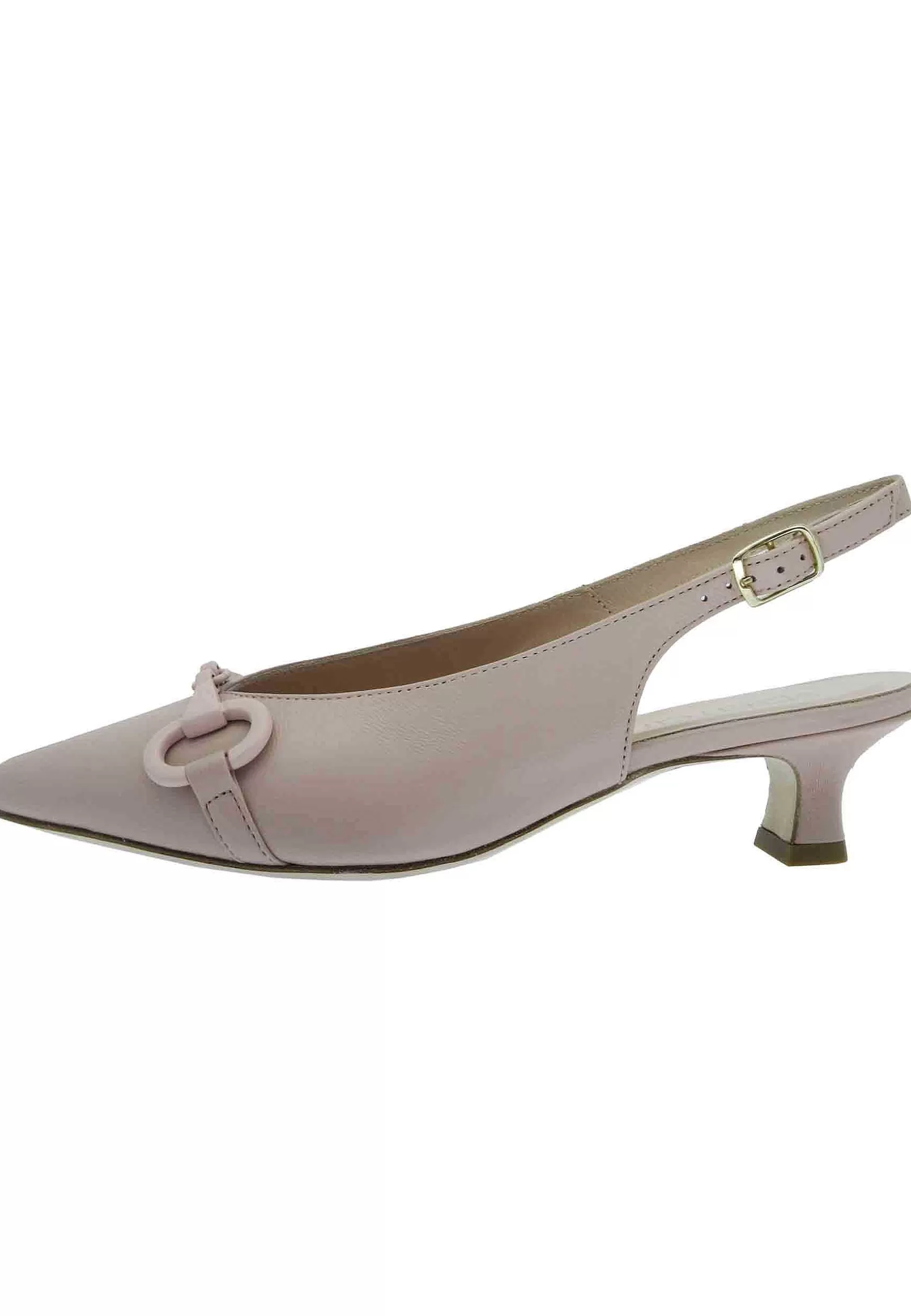 Decollete Donna In Pelle Nude Con Accessorio In Tinta Tacco Basso** Cheap
