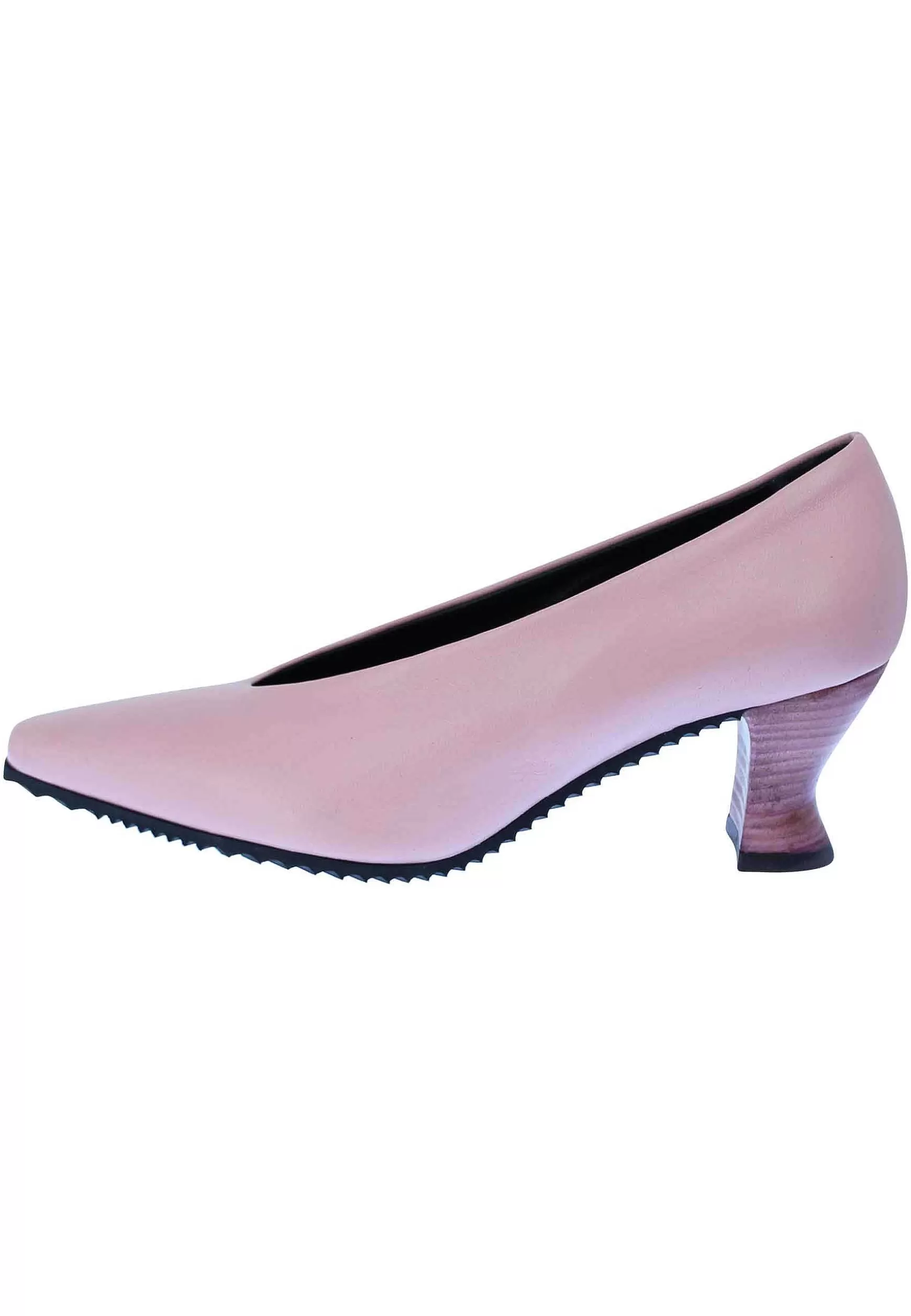 Decollete Donna In Pelle Rosa Punta Quadra E Tacco In Cuoio** Best