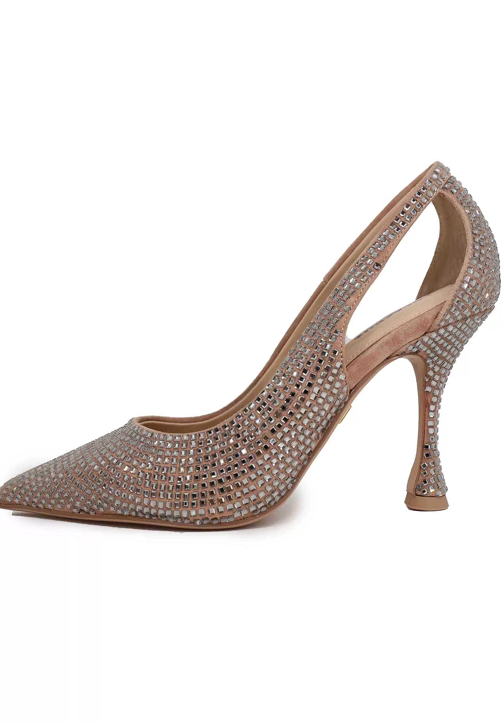 Decollete Donna In Strass Nude Tacco Alto Con Punta A Punta Nowa*Lola Cruz Clearance