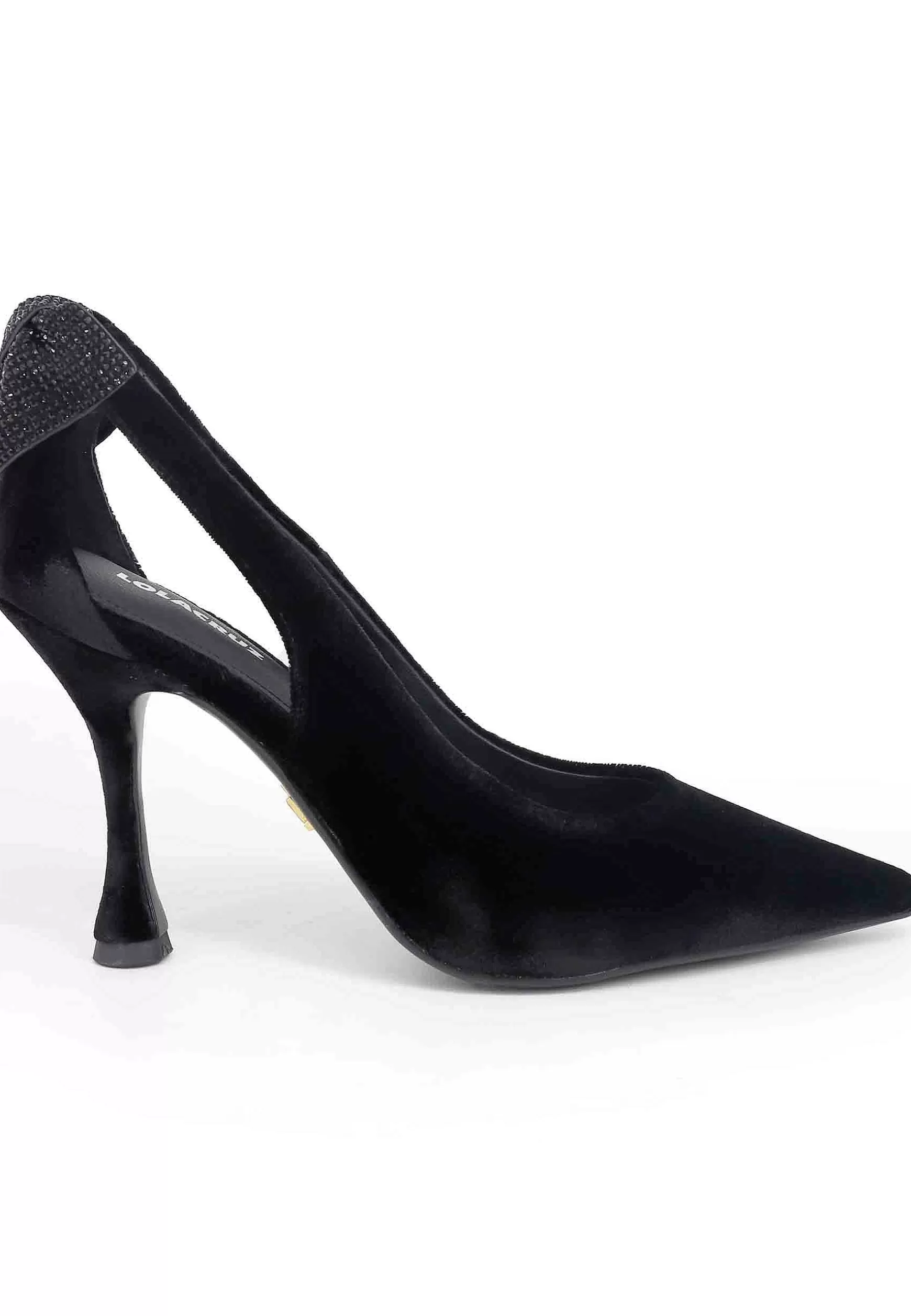 Decollete Donna In Velluto Nero Con Fiocco In Strass Persan*Lola Cruz Outlet