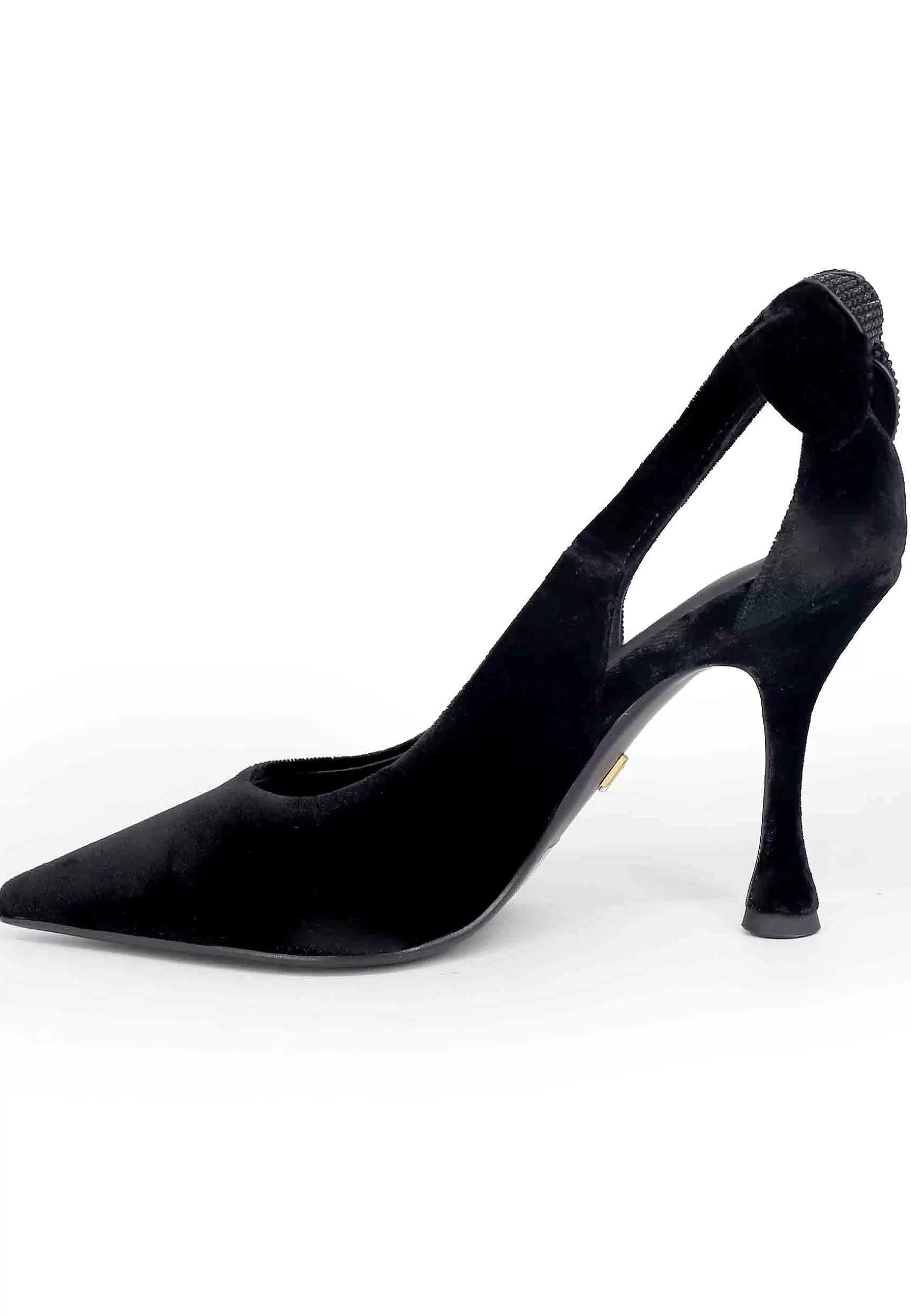 Decollete Donna In Velluto Nero Con Fiocco In Strass Persan*Lola Cruz Outlet