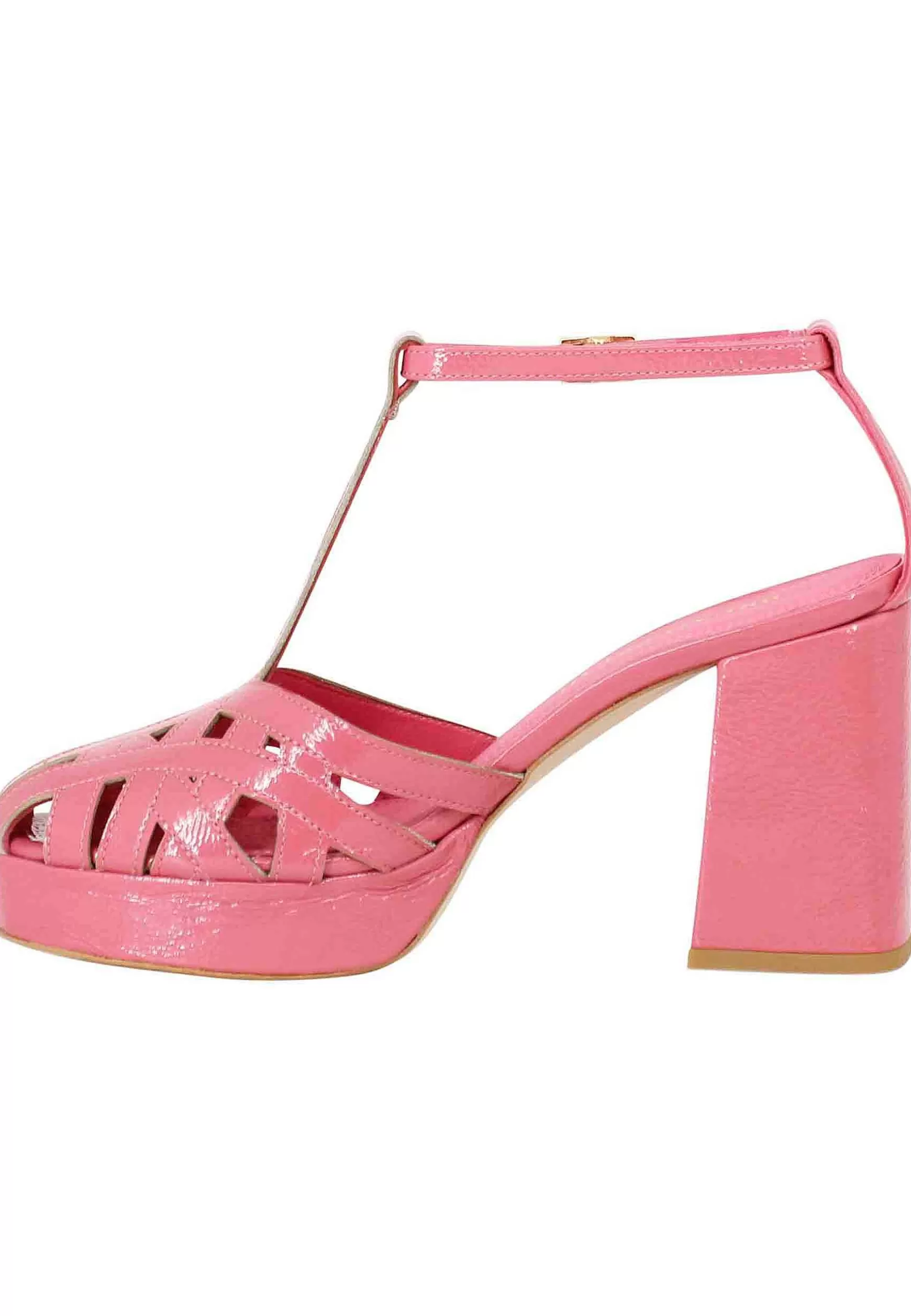 Decollete Donna In Vernice Rosa Con Cinturini Tacco Alto E Plateau*Bruno Premi Store