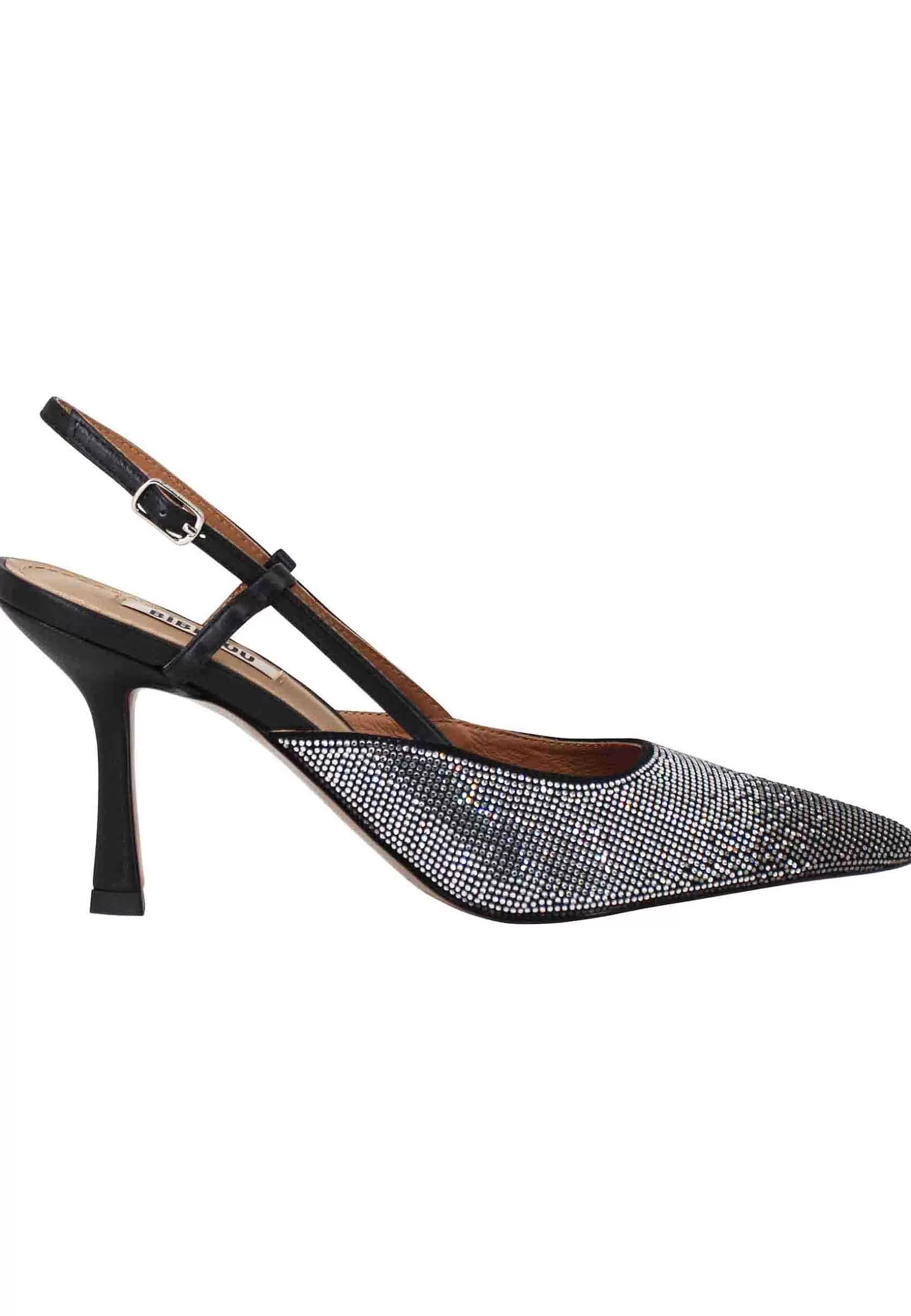 Decollete Slingback Donna Idalia In Tessuto Nero Con Strass Con Tacco Alto*Bibi Lou Best Sale