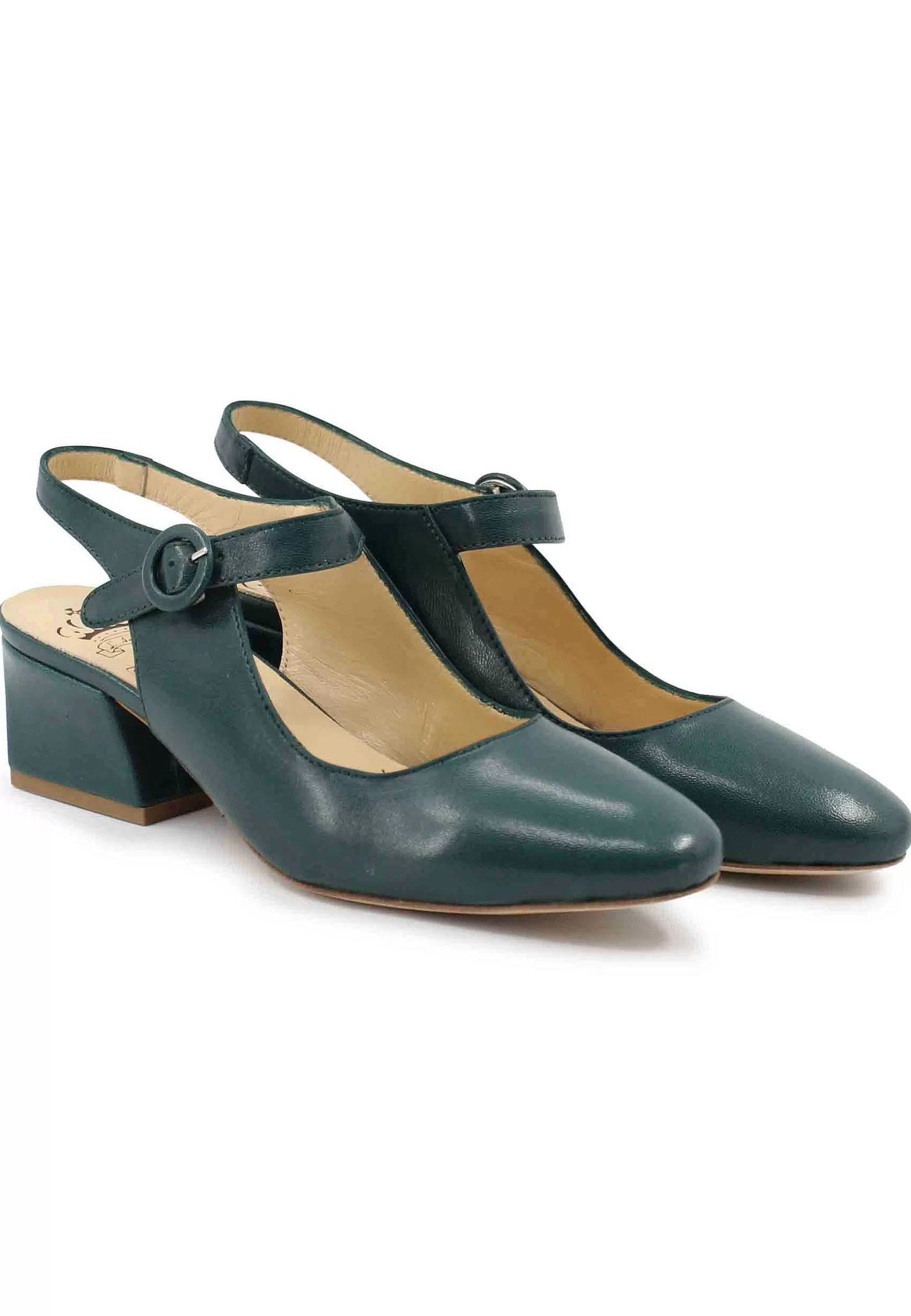Decoete Singback Donna Tacco Basso In Pee Verde E Cinturino Aa Cavigia*L Best Sale