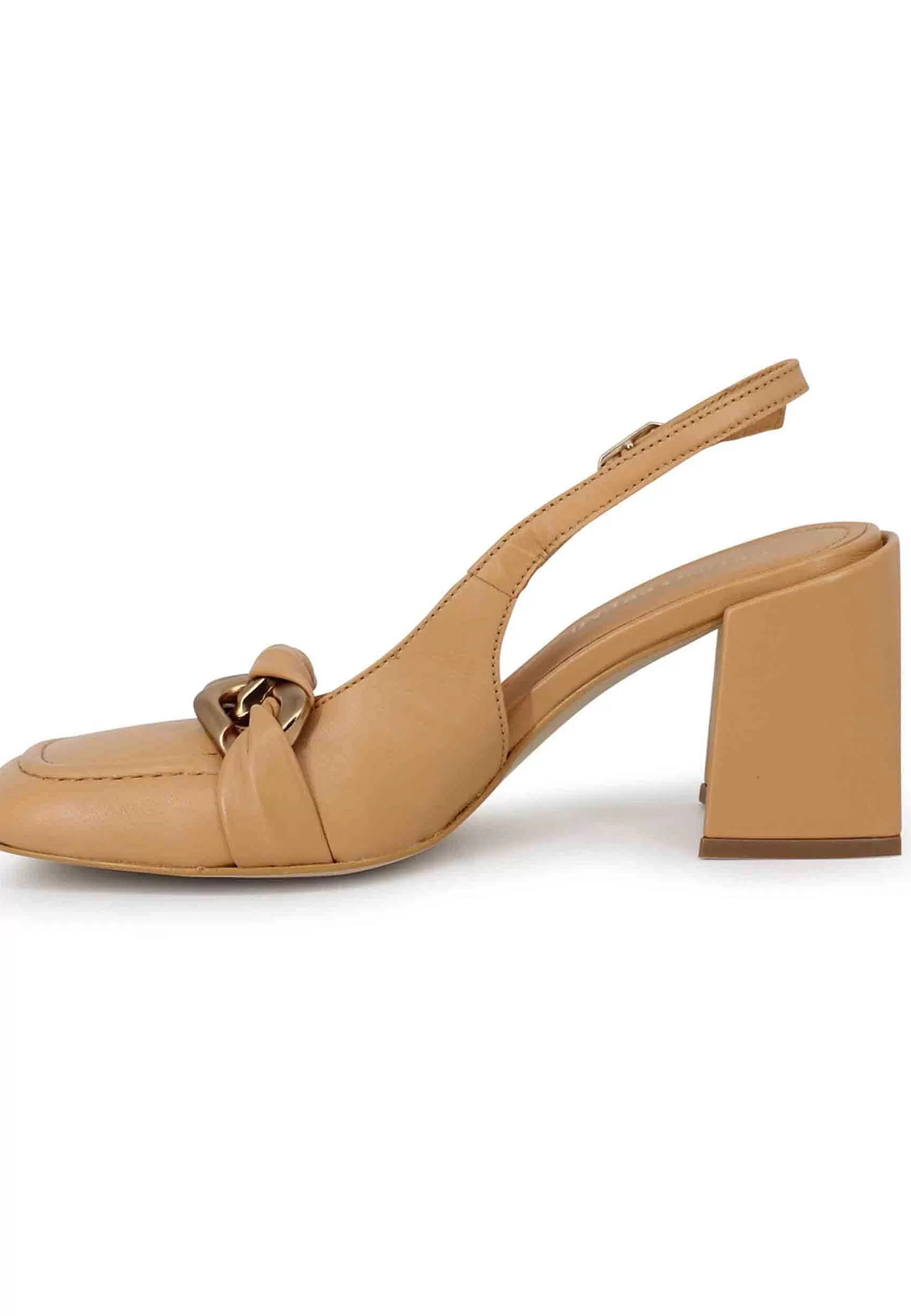 Decollete Slingback Donna Tal Bon In Pelle Cuoio Tacco Alto E Punta Quadra*Bruno Premi Sale