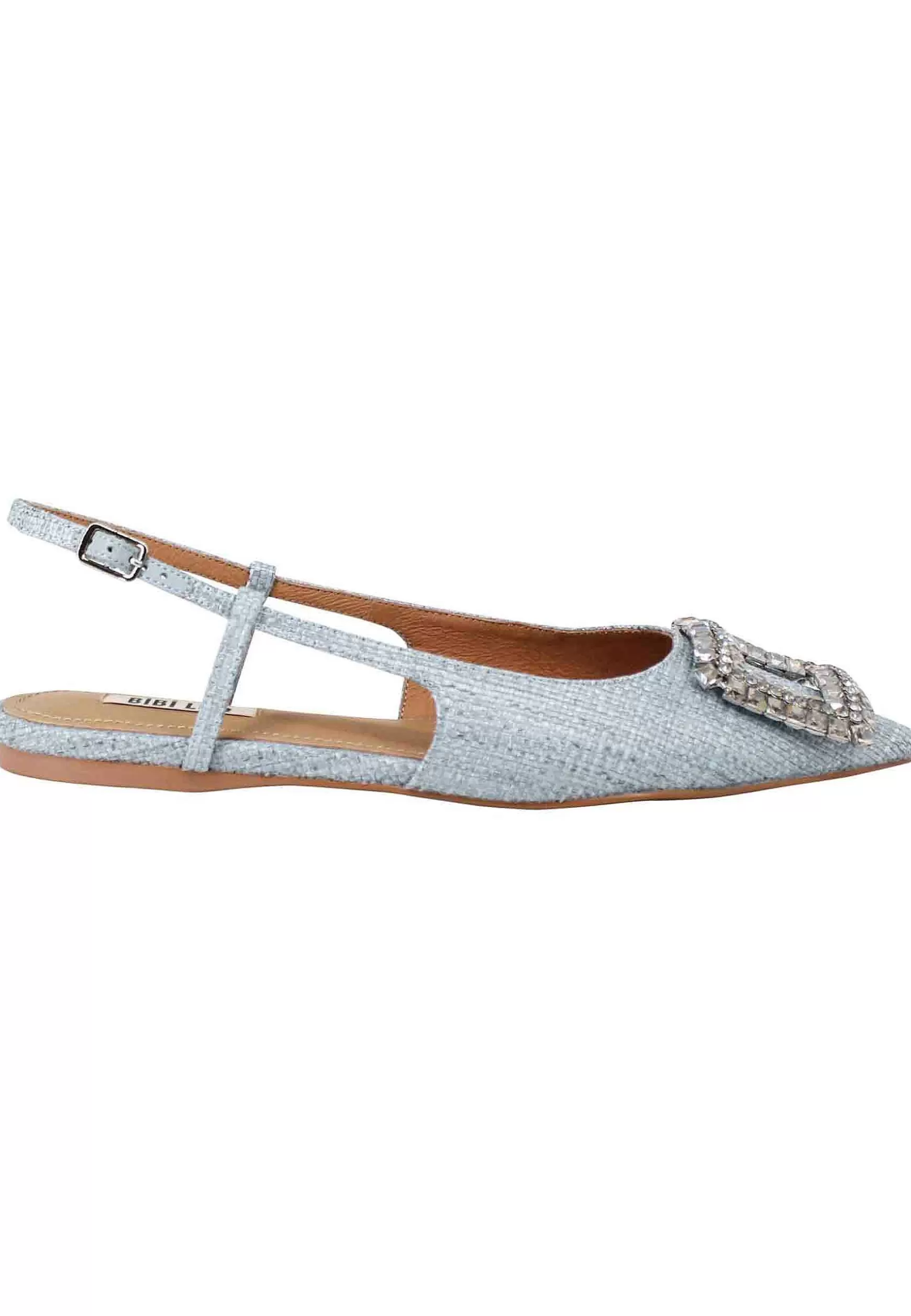 Decollete Slingback Sweet Donna In Tessuto Celeste Con Fibbia In Strass*Bibi Lou Cheap
