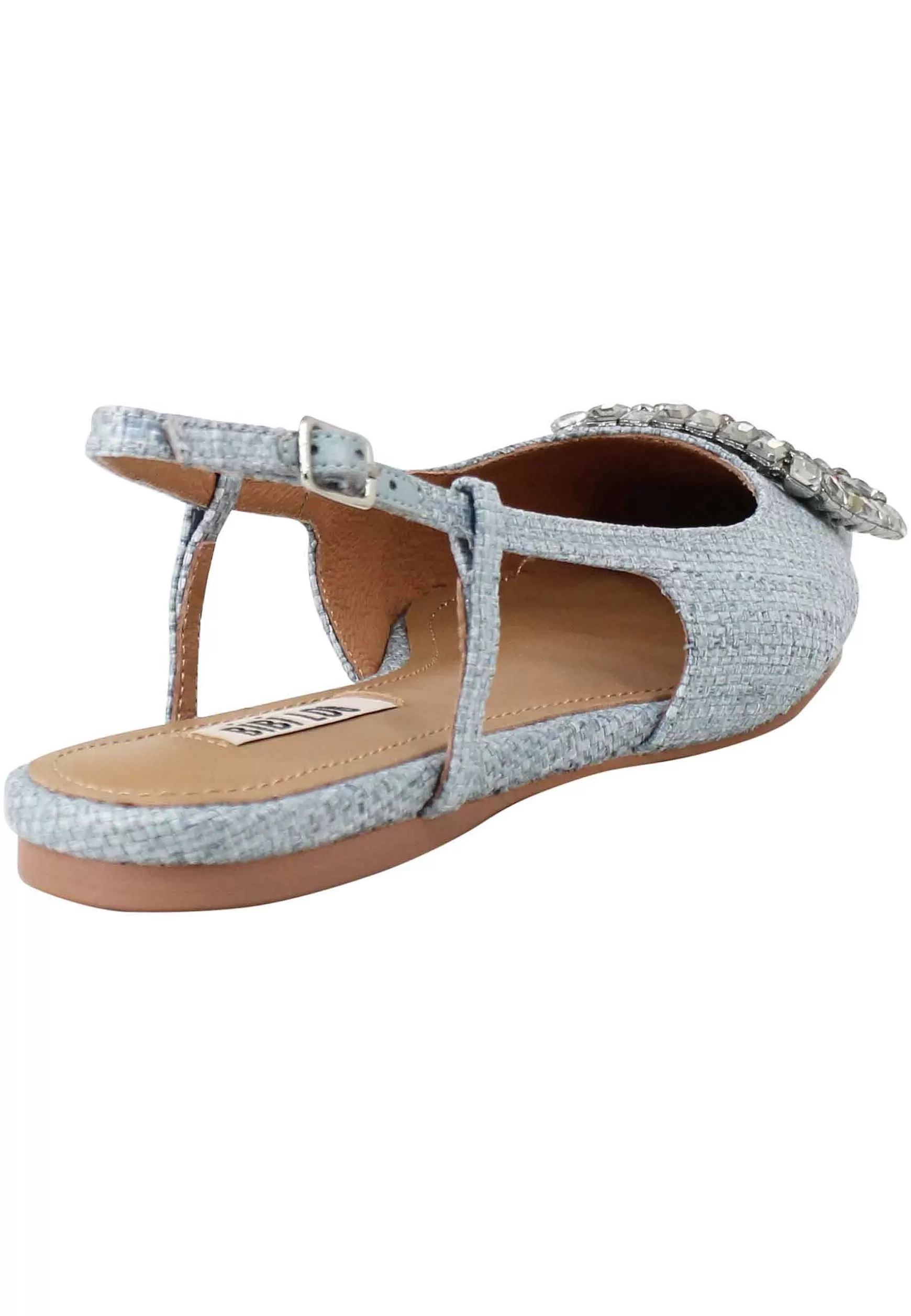 Decollete Slingback Sweet Donna In Tessuto Celeste Con Fibbia In Strass*Bibi Lou Cheap