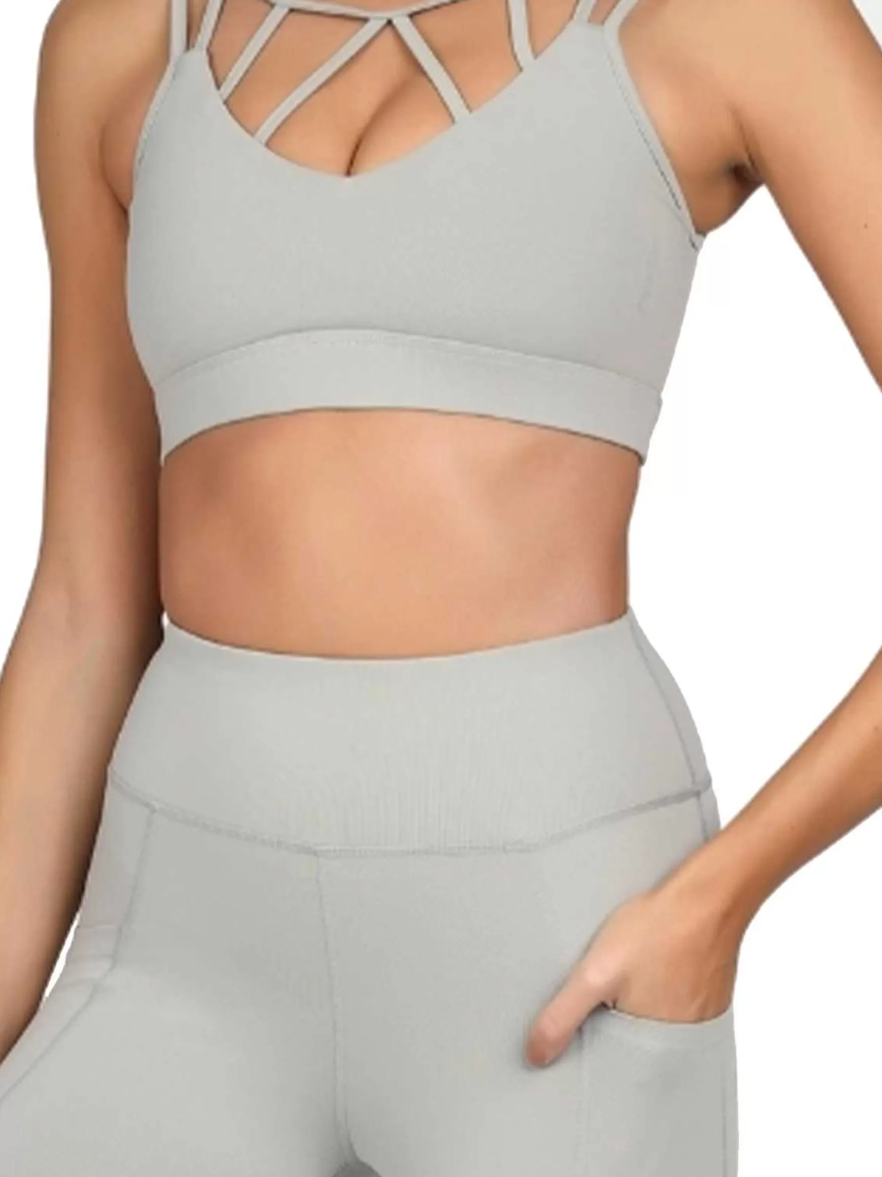 Dinamika Top Sportswear Donna In Microfibra Grigio Imbottito Effetto Push Up*Invertika Online