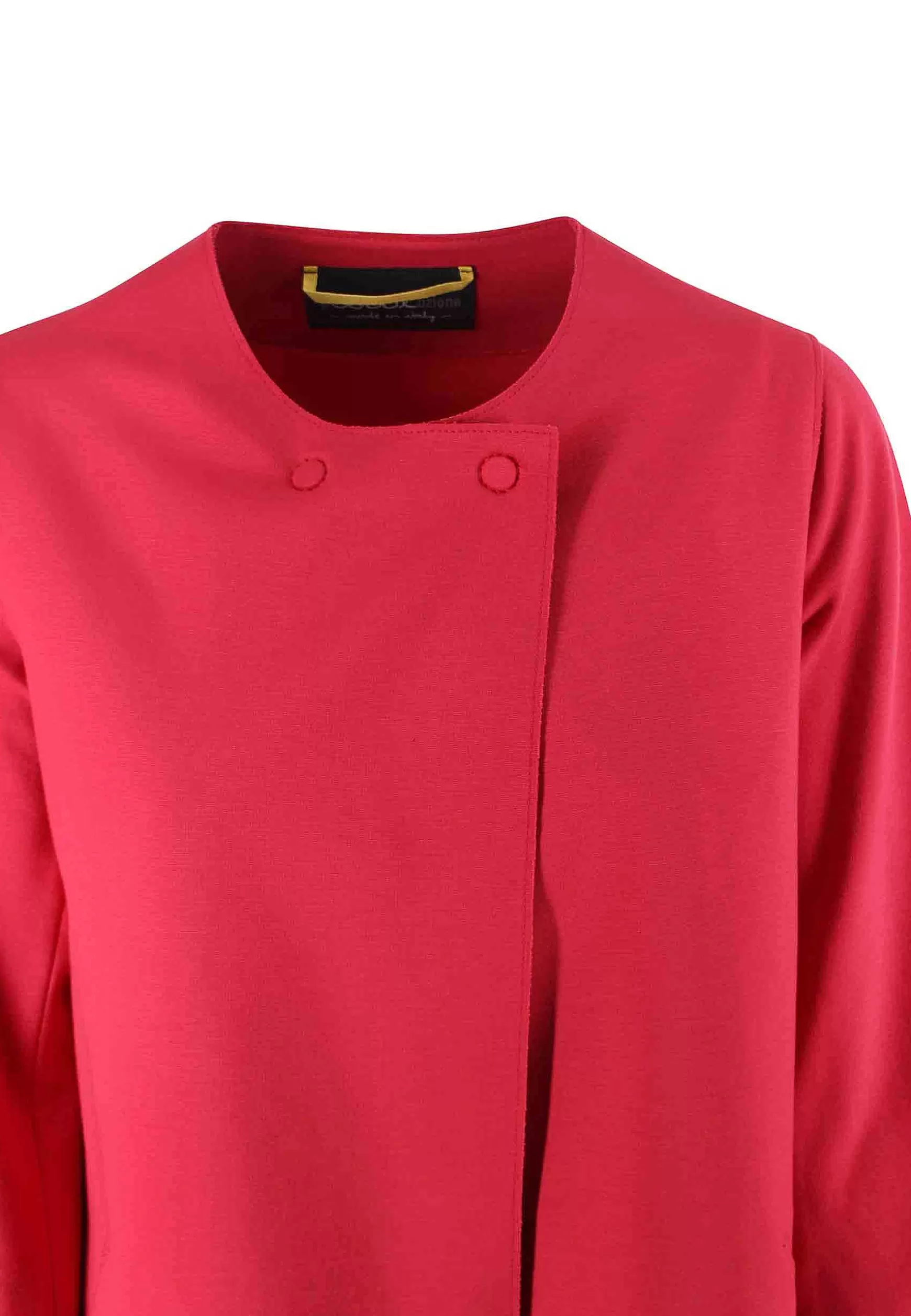 Giacca Donna In Tessuto Fuxia Doppio Petto Con Maniche 3/4*Ewooluzione Shop
